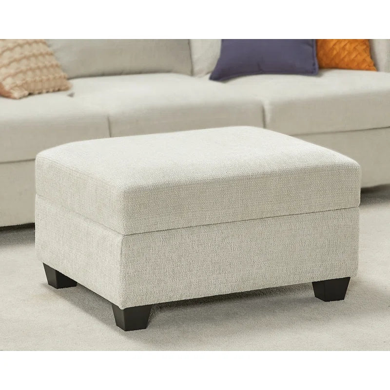 Belo Fabric Ottoman In Ivory Cream Colour With Storage - Febonic Living