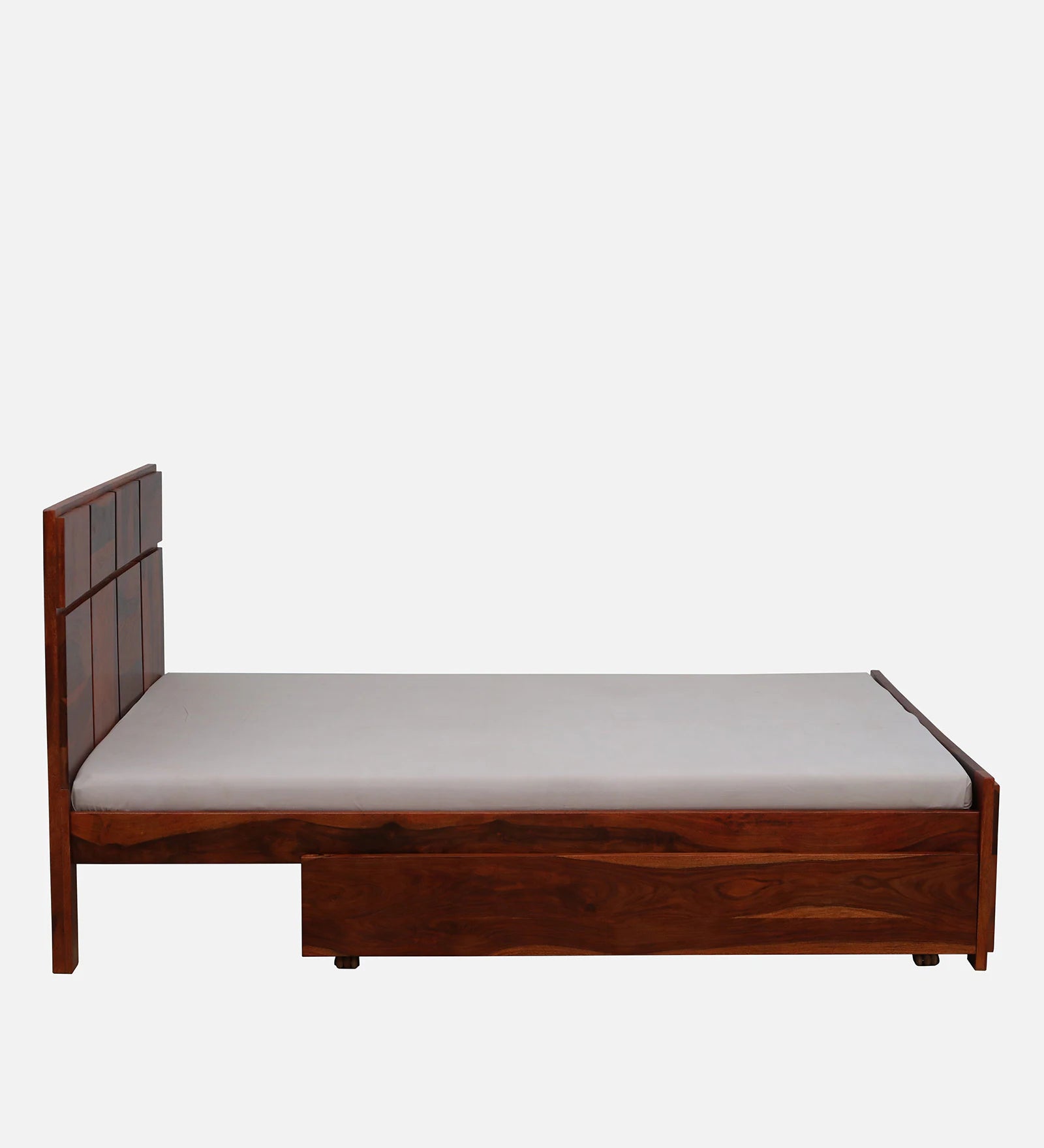 Thor Sheesham Wood Queen Size Bed In Honey Oak Finish With Drawer Storage - Febonic Living