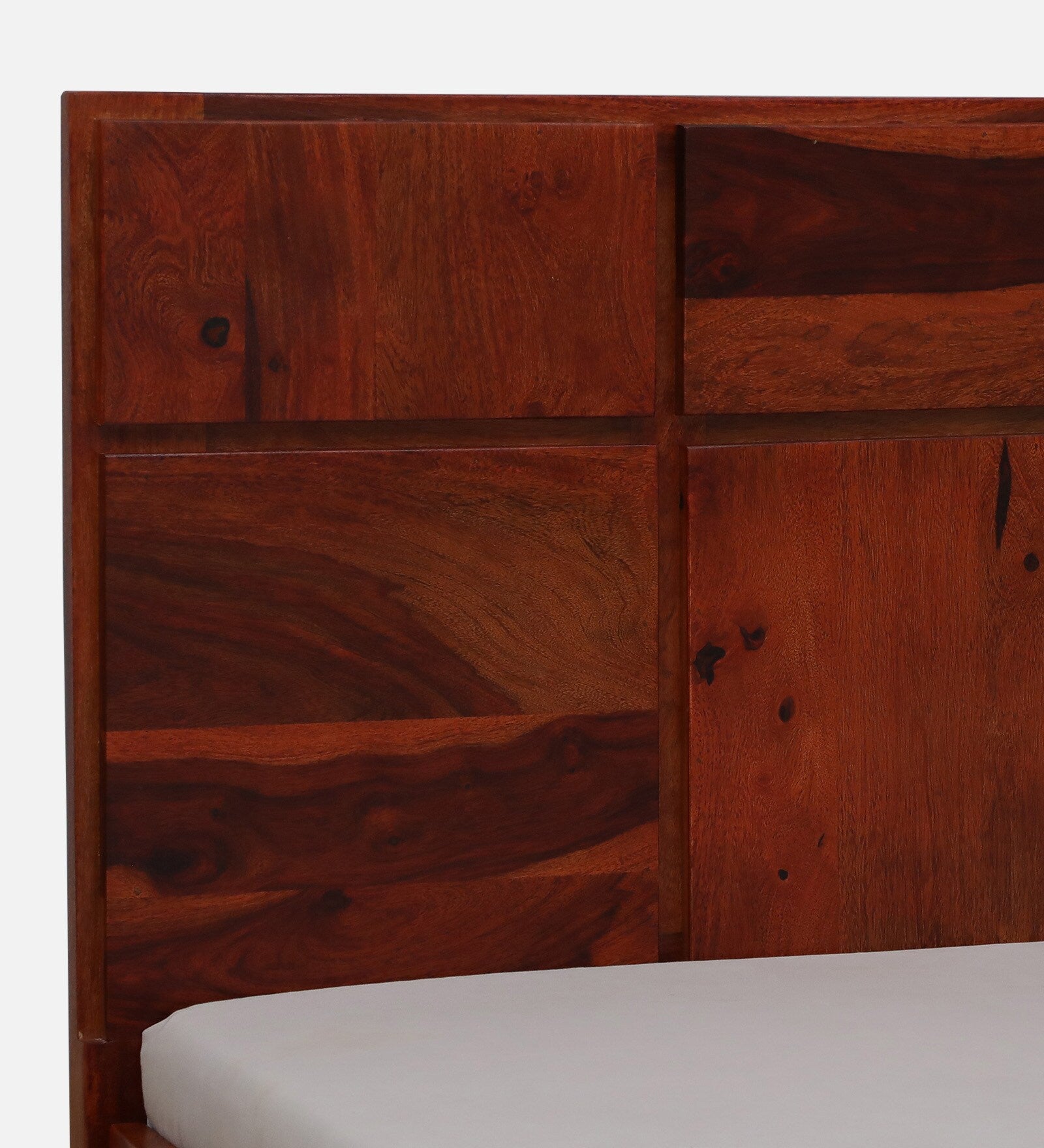 Thor Sheesham Wood Queen Size Bed In Honey Oak Finish With Drawer Storage - Febonic Living