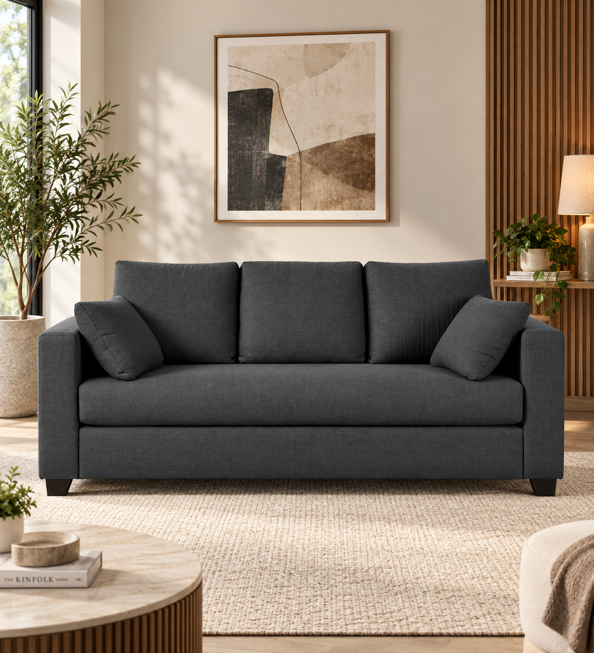 Bingo 3 Seater Fabric Sofa - Charcoal Grey