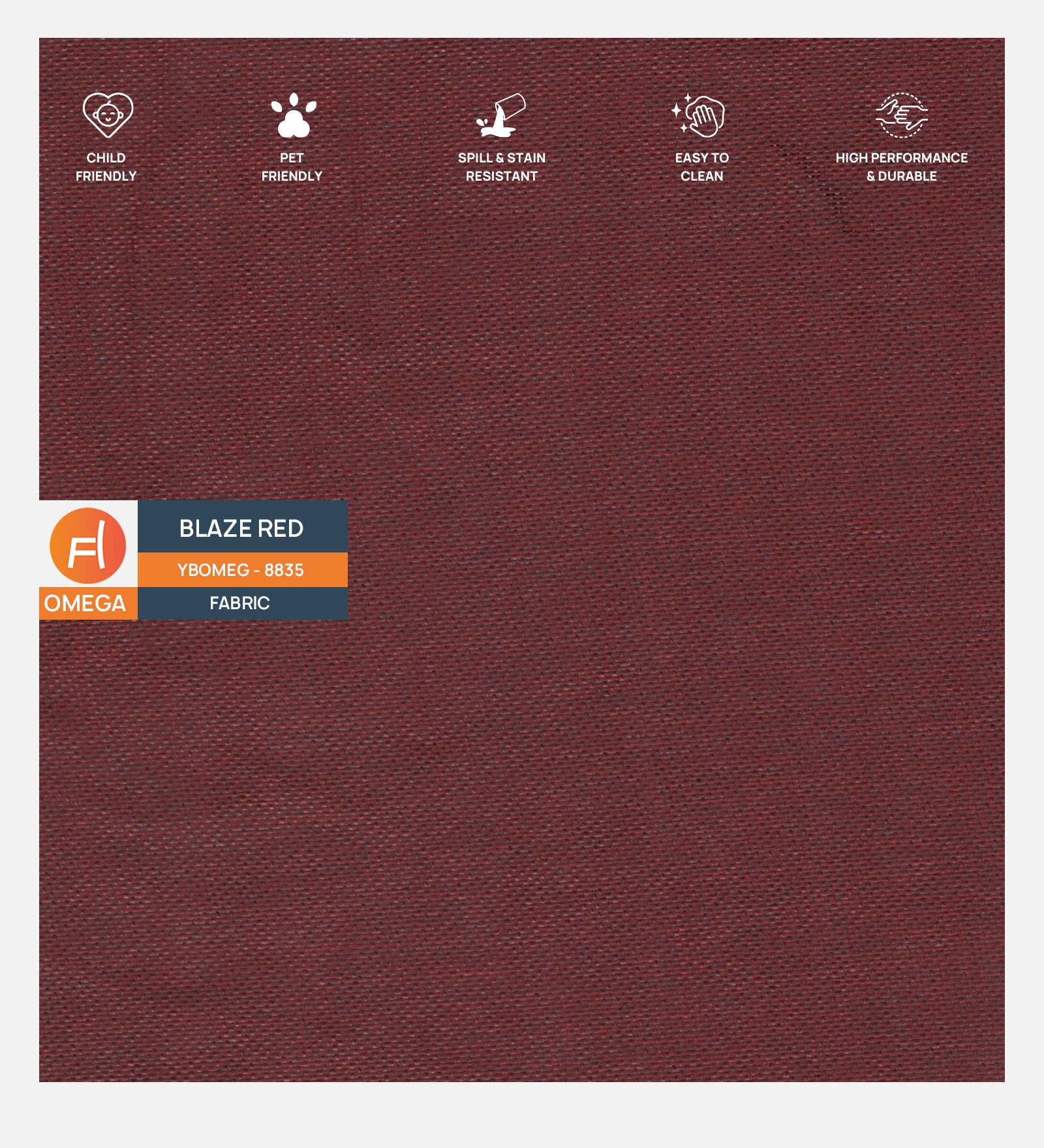 Ribby Fabric 1 Seater Sofa In Blaze Red Colour - Febonic Living