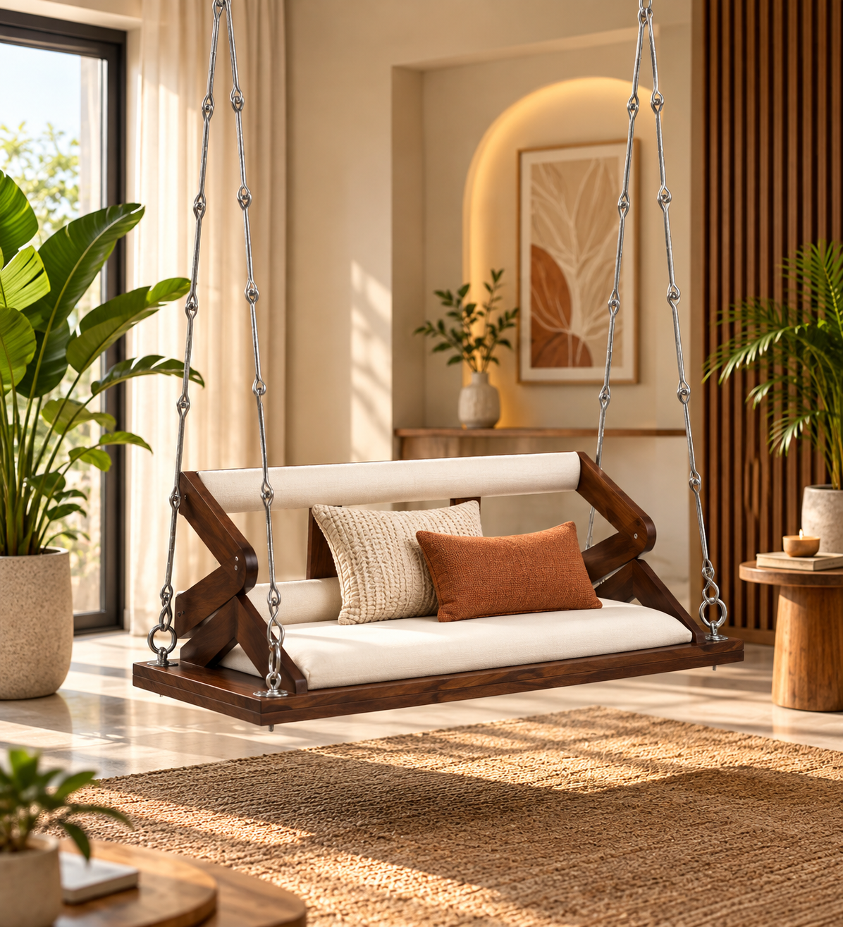 Bliza Sheesham Wood Swing In Provincial Teak Finish