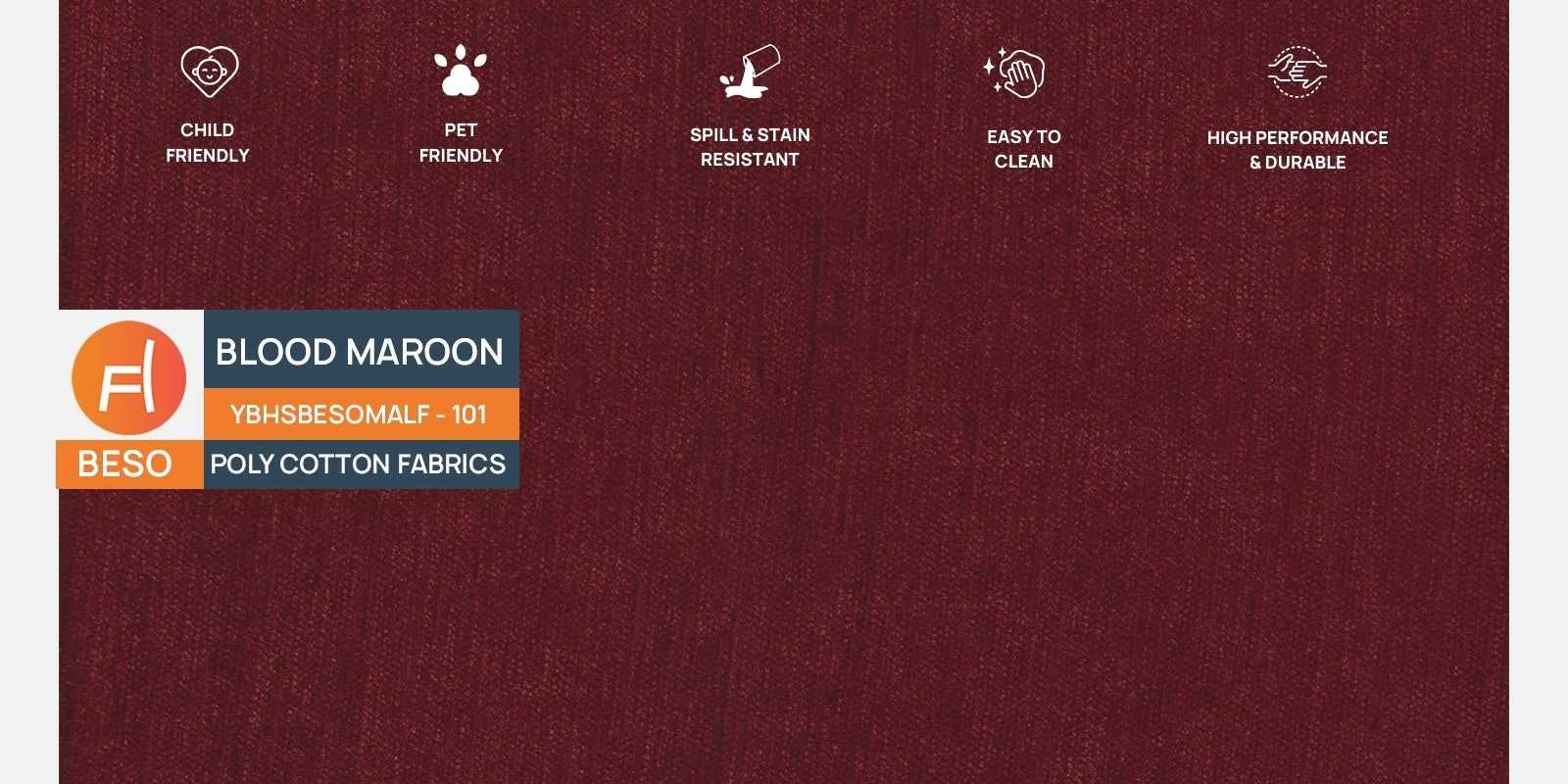 Casper Fabric 3 Seater Sofa in Blood Maroon Colour
