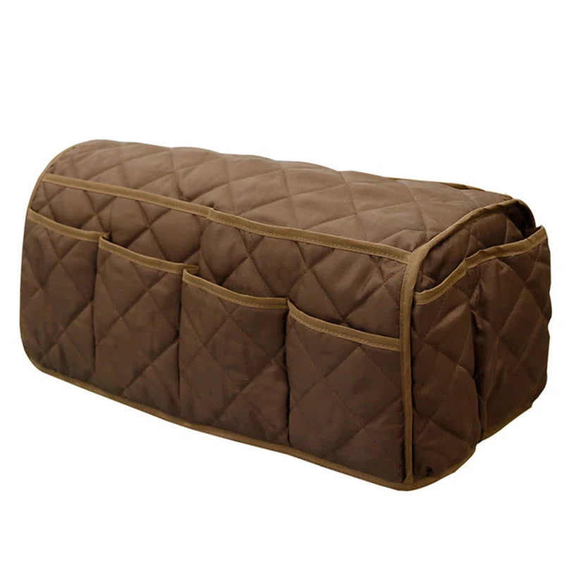 Pappu Velvet Quilted Box Slip Cover in Brown Colour - Febonic Living
