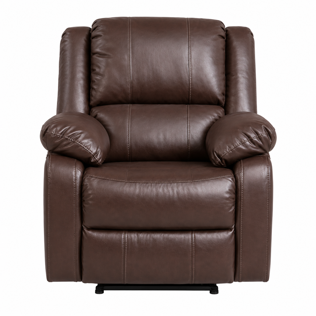 Brawo 1 Seater Motorized Leatherette Recliner - Peca Brown- Front View by Febonic Living