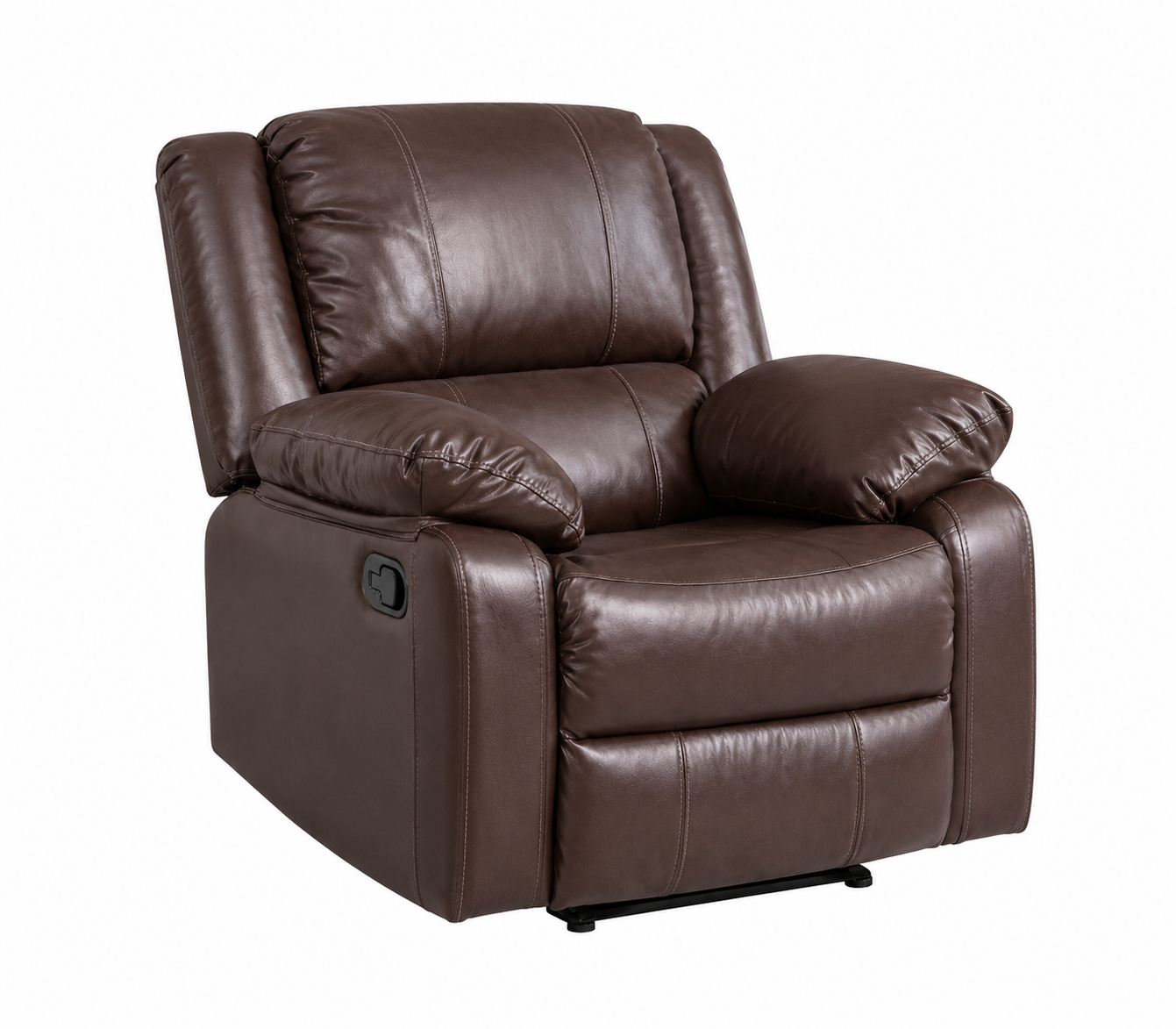 Brawo 1 Seater Motorized Leatherette Recliner - Peca Brown- Side View by Febonic Living