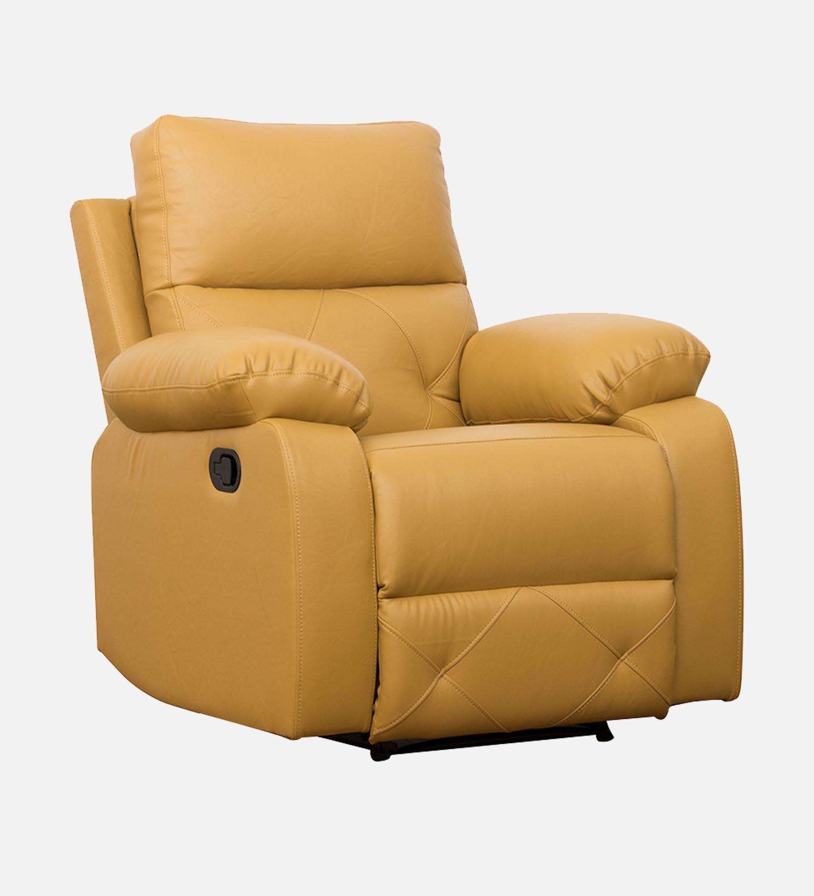 Bree 1 Seater Motorized Leatherette Recliner - Yellow - Side View by Febonic Living