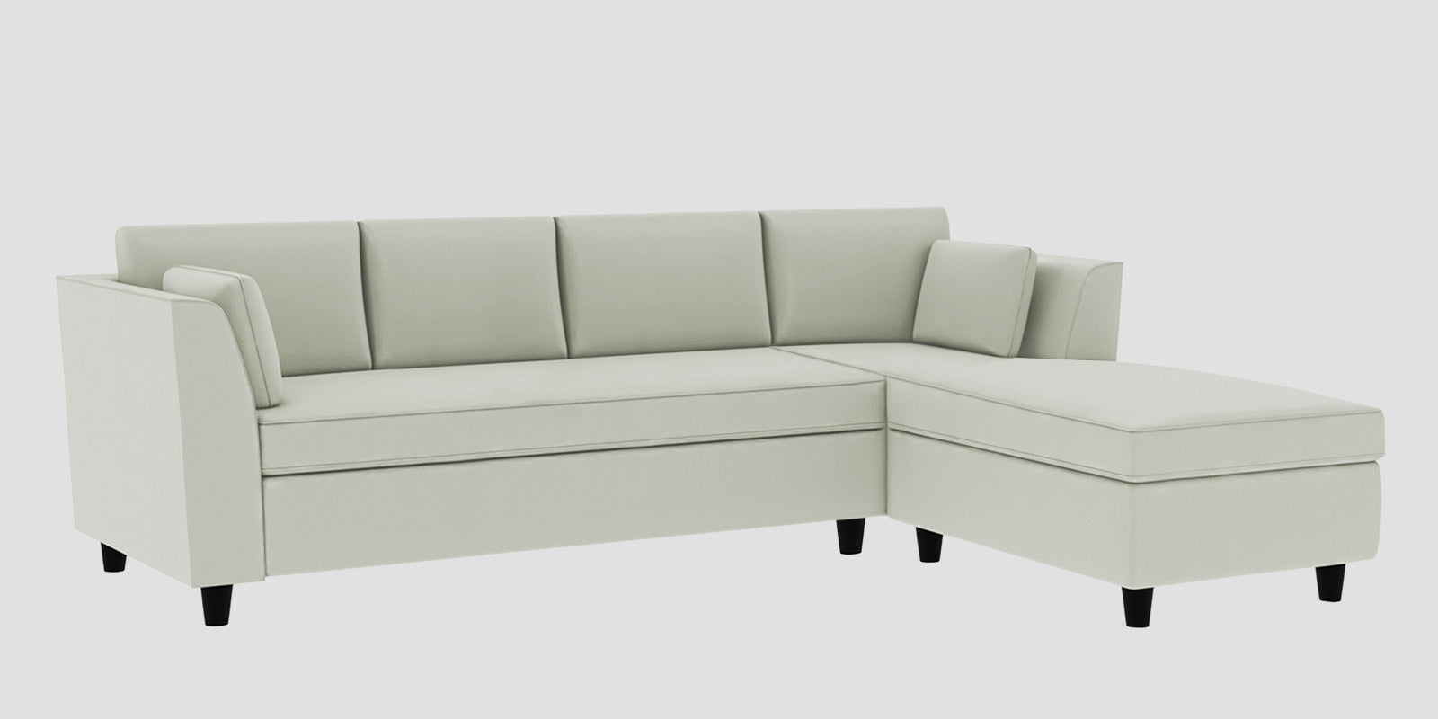 Bristo Velvet LHS Sectional Sofa (3+Lounger) In Bone Grey Colour - Febonic Living