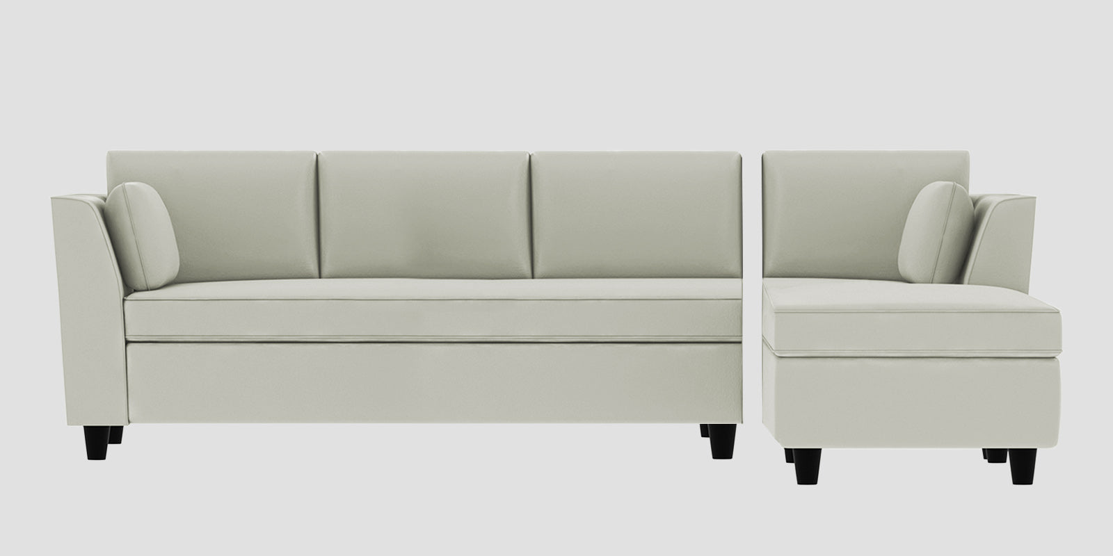 Bristo Velvet LHS Sectional Sofa (3+Lounger) In Bone Grey Colour - Febonic Living