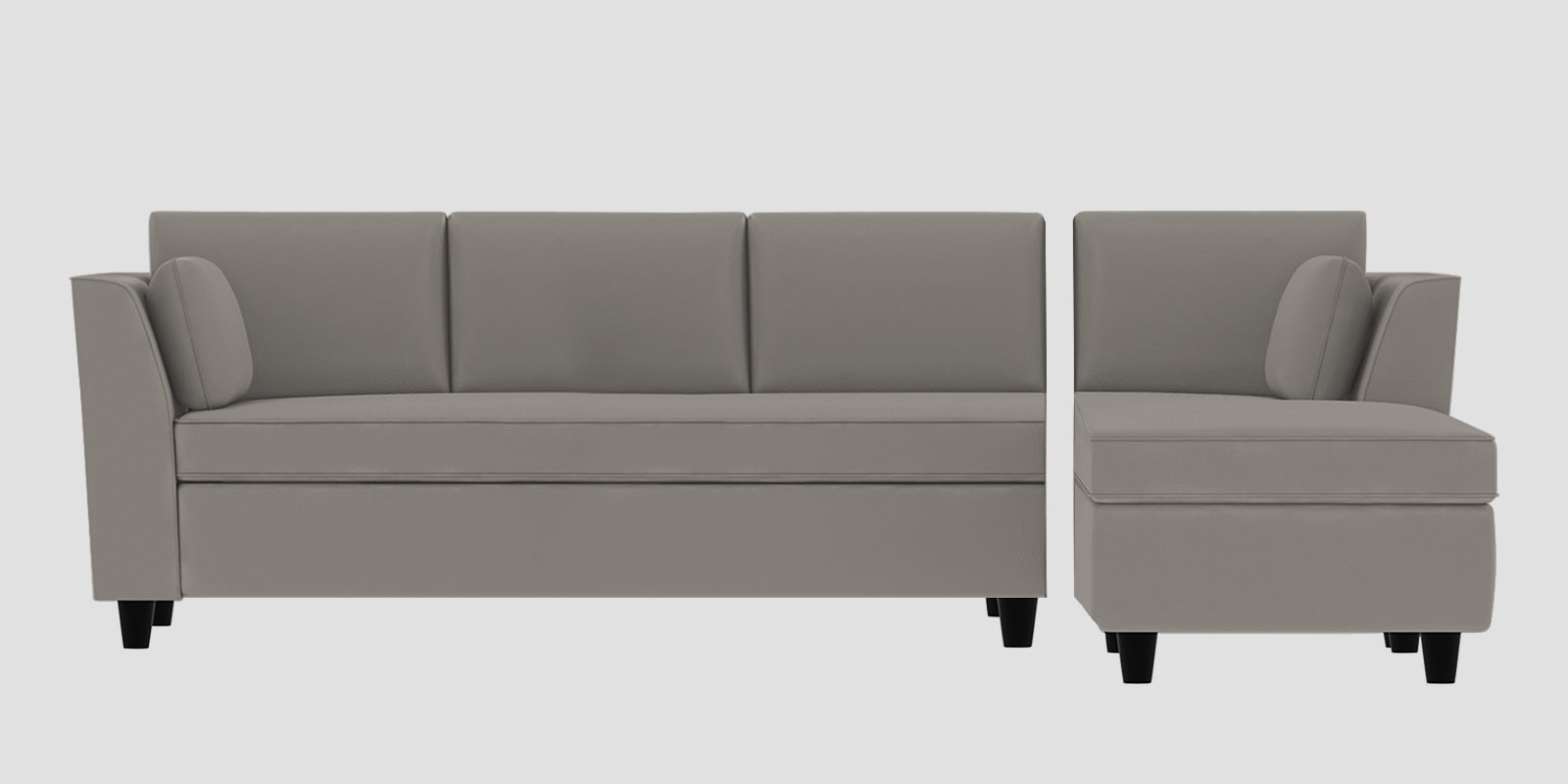 Bristo Velvet LHS Sectional Sofa (3+Lounger) In Echo Grey Colour - Febonic Living