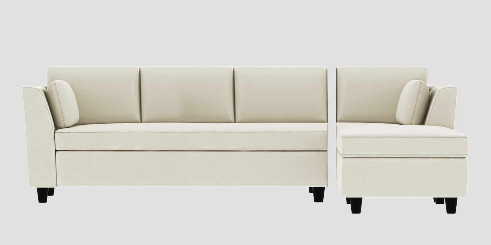 Bristo Velvet LHS Sectional Sofa (3+Lounger) In Warm White Colour - Febonic Living