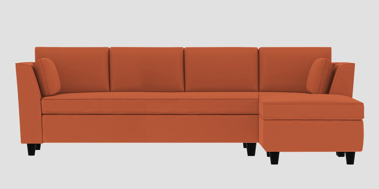 Bristo Velvet LHS Sectional Sofa (3+Lounger) In Yam Orange Colour - Febonic Living