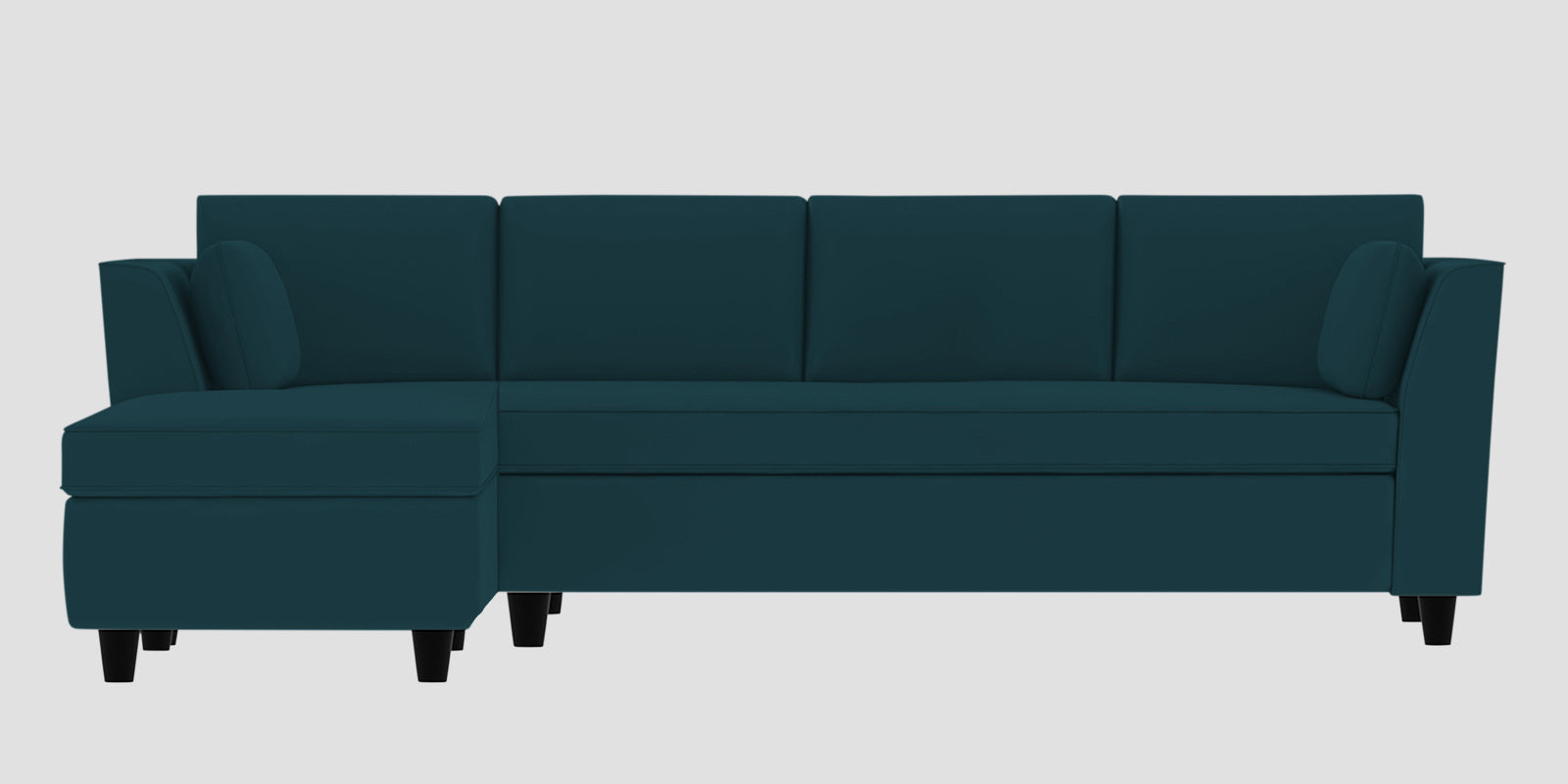 Bristo Velvet RHS Sectional Sofa (3+Lounger) in Arabian Green Colour - Febonic Living