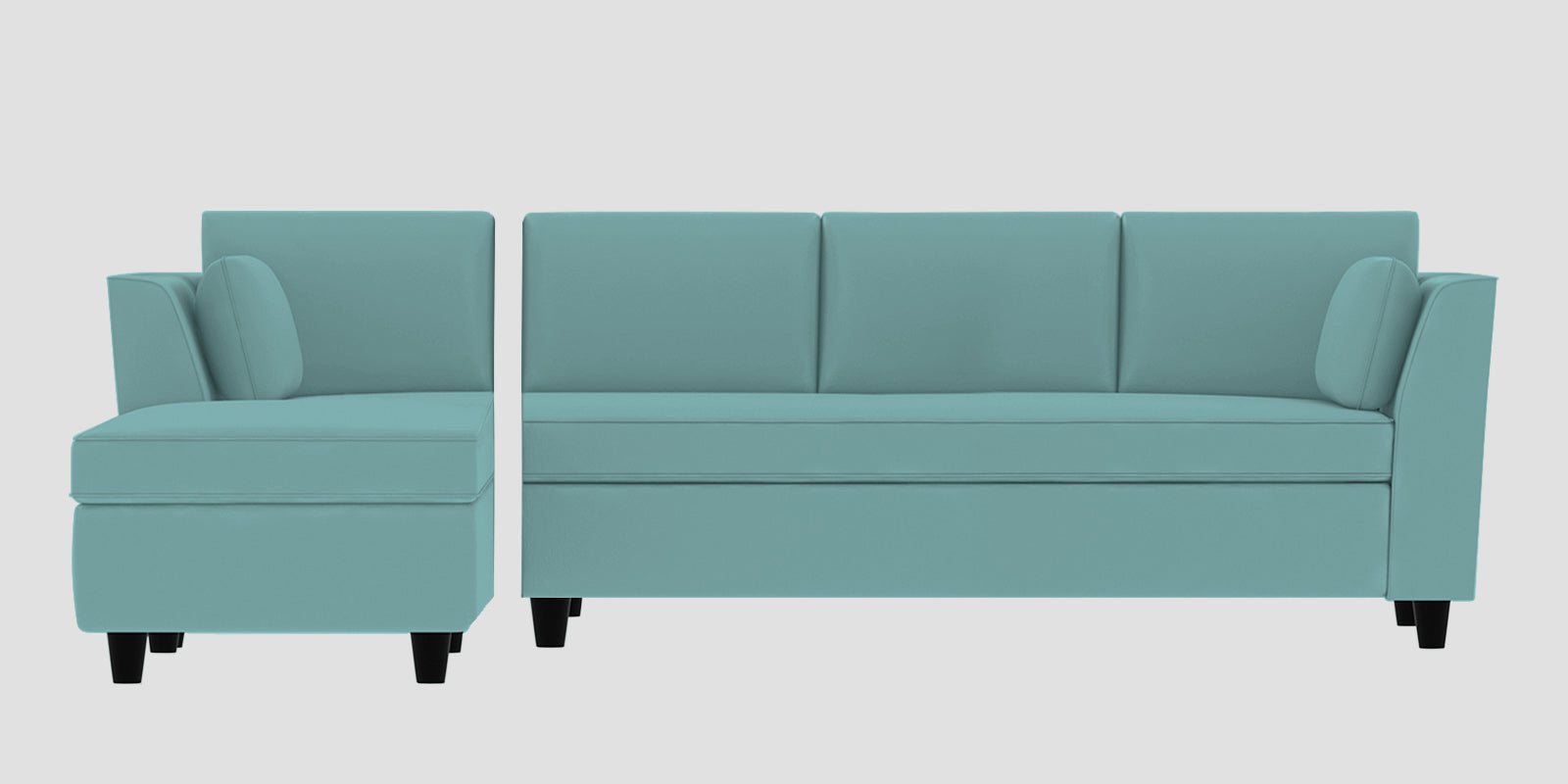 Bristo Velvet RHS Sectional Sofa (3+Lounger) in Barmunda Aqua Colour - Febonic Living