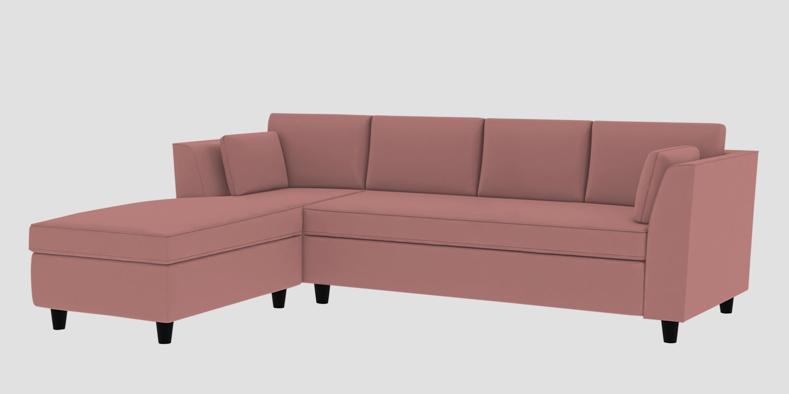 Bristo Velvet RHS Sectional Sofa (3+Lounger) in Blush Pink Colour - Febonic Living