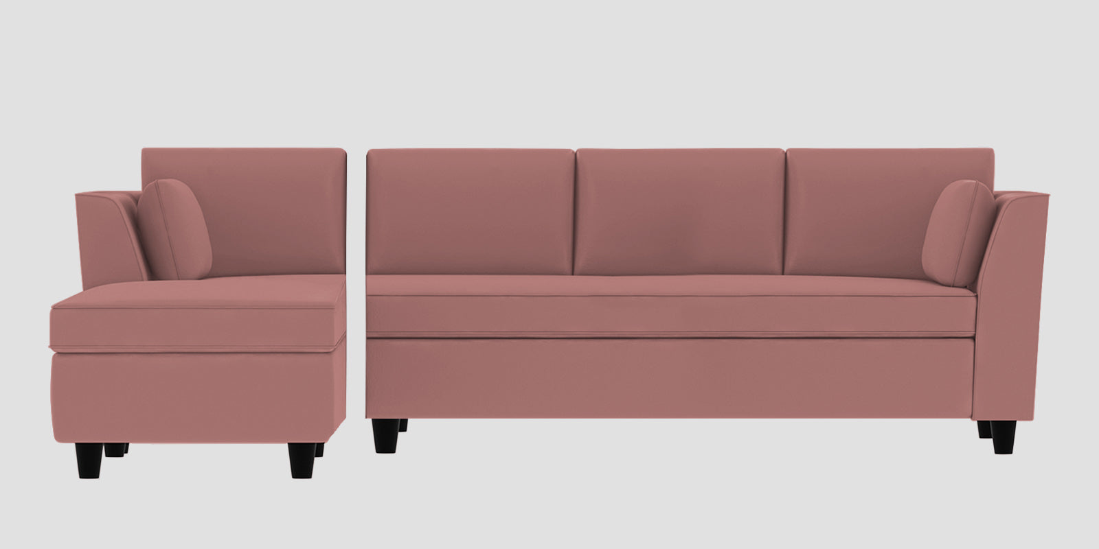 Bristo Velvet RHS Sectional Sofa (3+Lounger) in Blush Pink Colour - Febonic Living