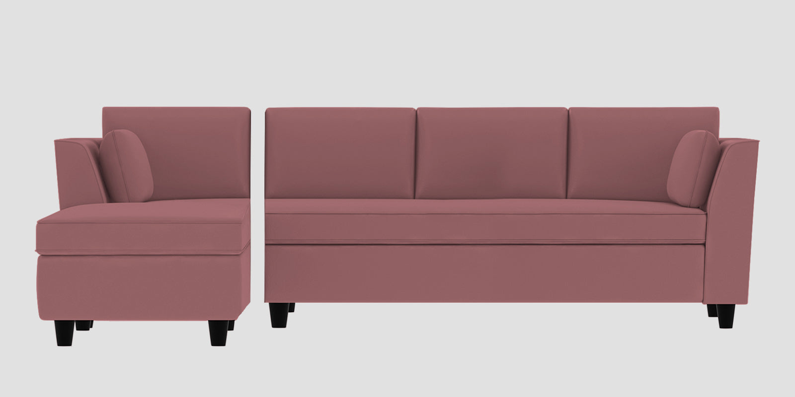 Bristo Velvet RHS Sectional Sofa (3+Lounger) in Rose Pink Colour - Febonic Living