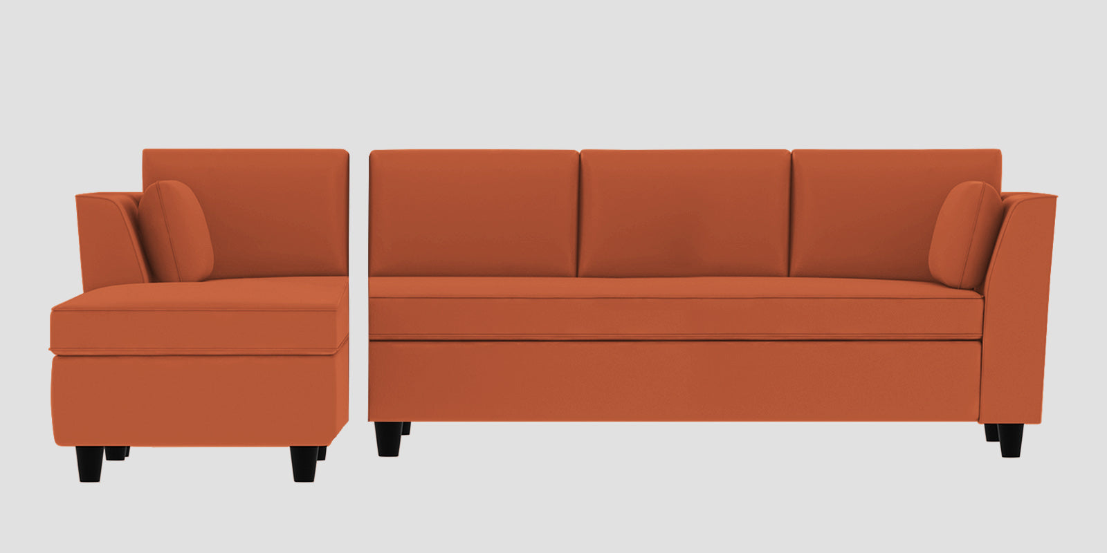 Bristo Velvet RHS Sectional Sofa (3+Lounger) In Yam Orange Colour - Febonic Living