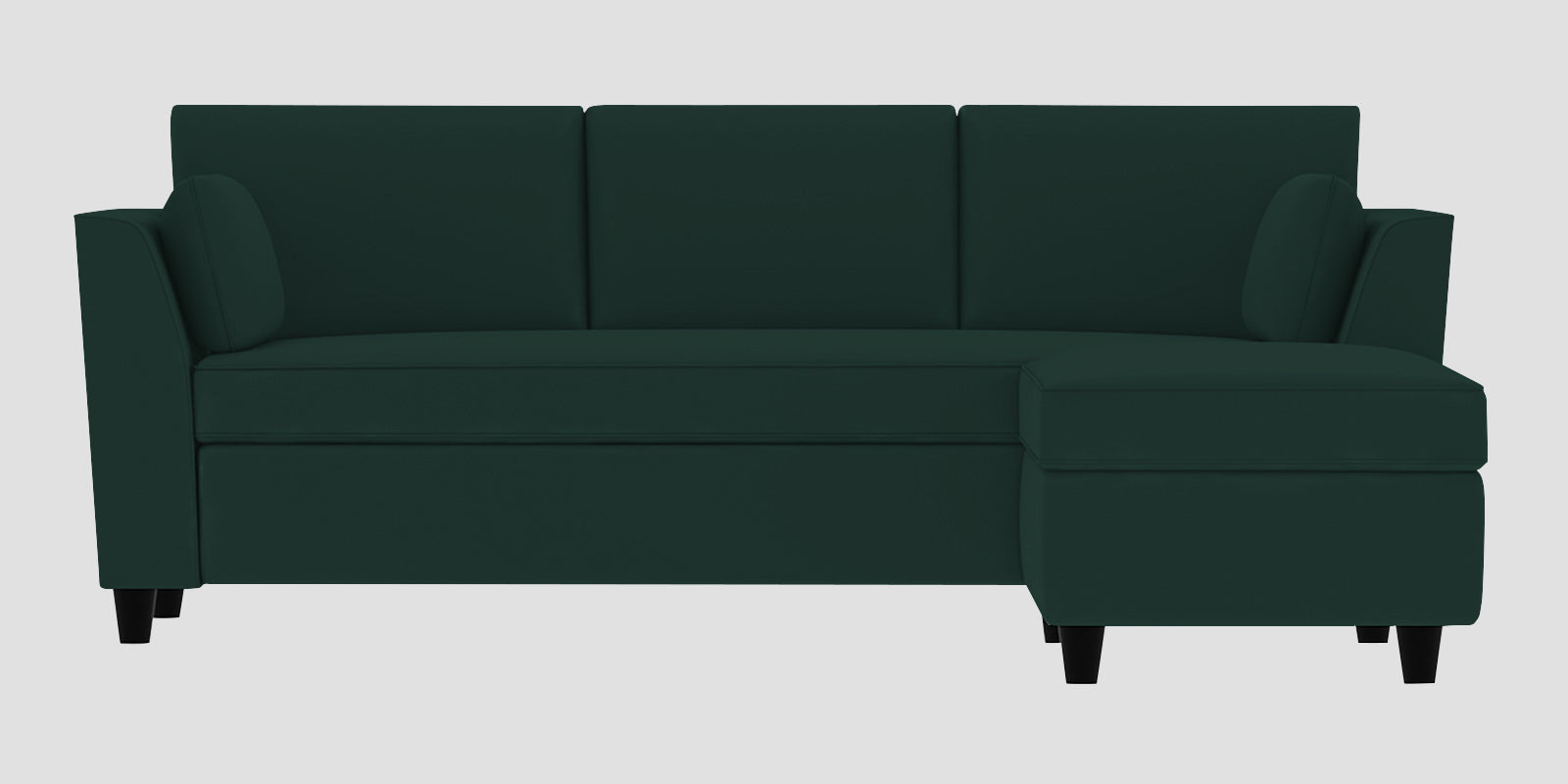 Bristo Velvet LHS Sectional Sofa (2+Ottoman Lounger) In Forest Green Colour - Febonic Living