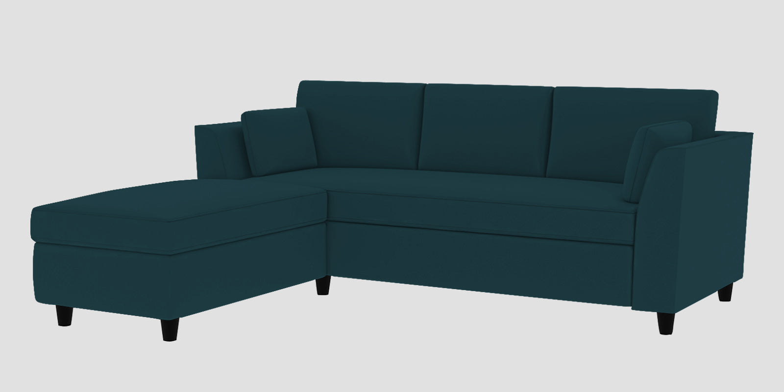 Bristo Velvet RHS Sectional Sofa (2+Ottoman Lounger) In Arabian Green Colour - Febonic Living
