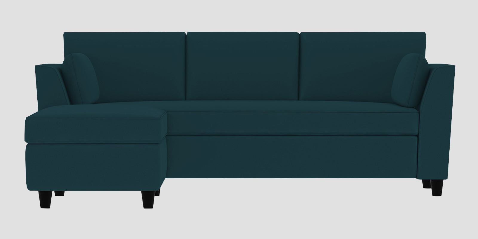 Bristo Velvet RHS Sectional Sofa (2+Ottoman Lounger) In Arabian Green Colour - Febonic Living