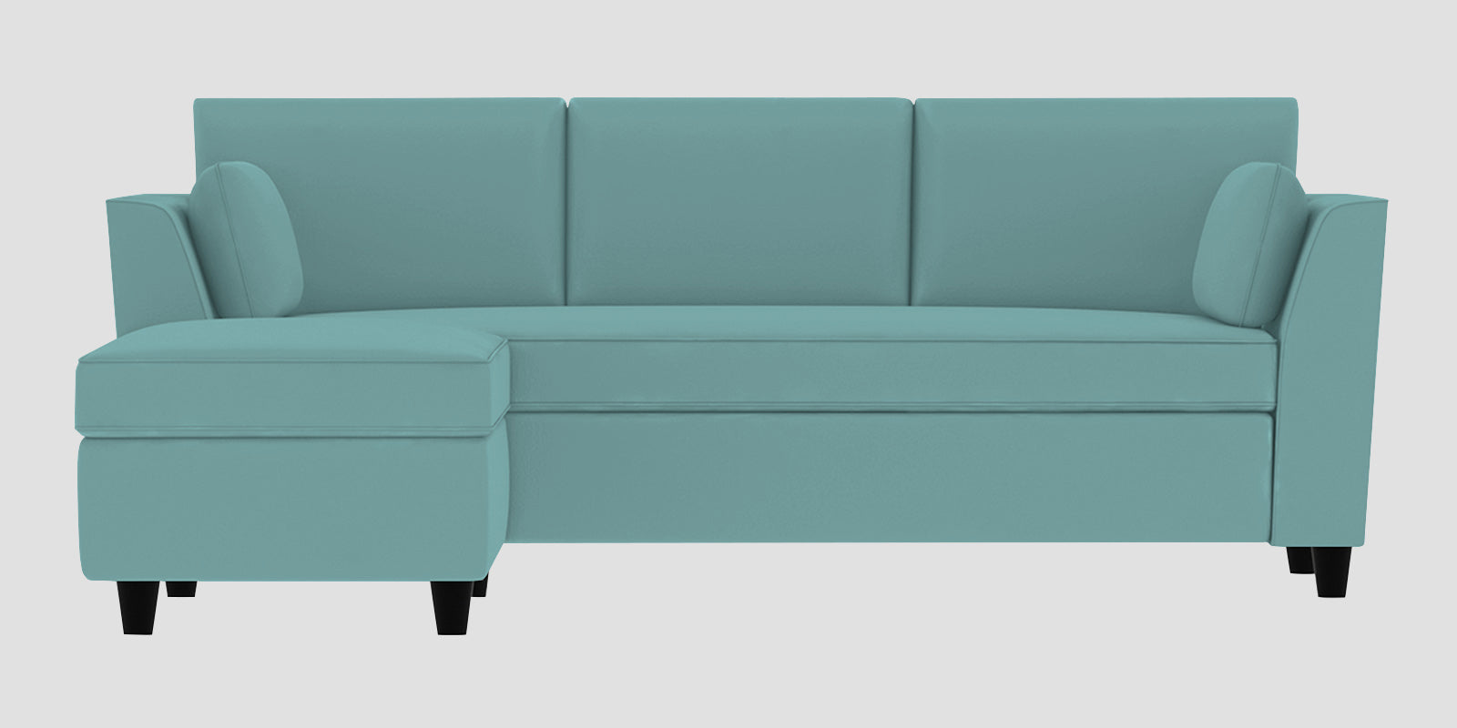 Bristo Velvet RHS Sectional Sofa (2+Ottoman Lounger) In Barmunda Aqua Colour - Febonic Living