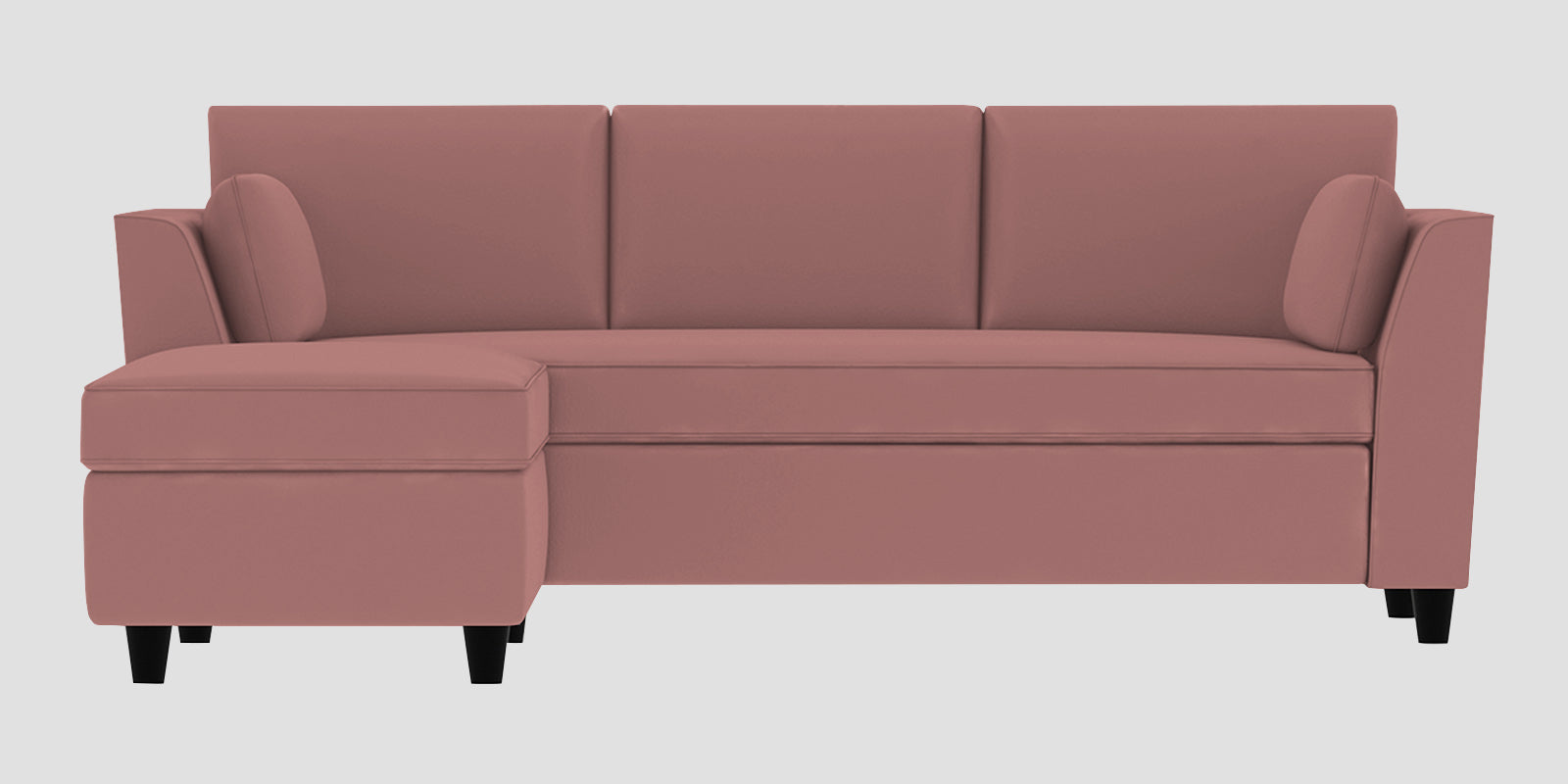 Bristo Velvet RHS Sectional Sofa (2+Ottoman Lounger) In Blush Pink Colour - Febonic Living