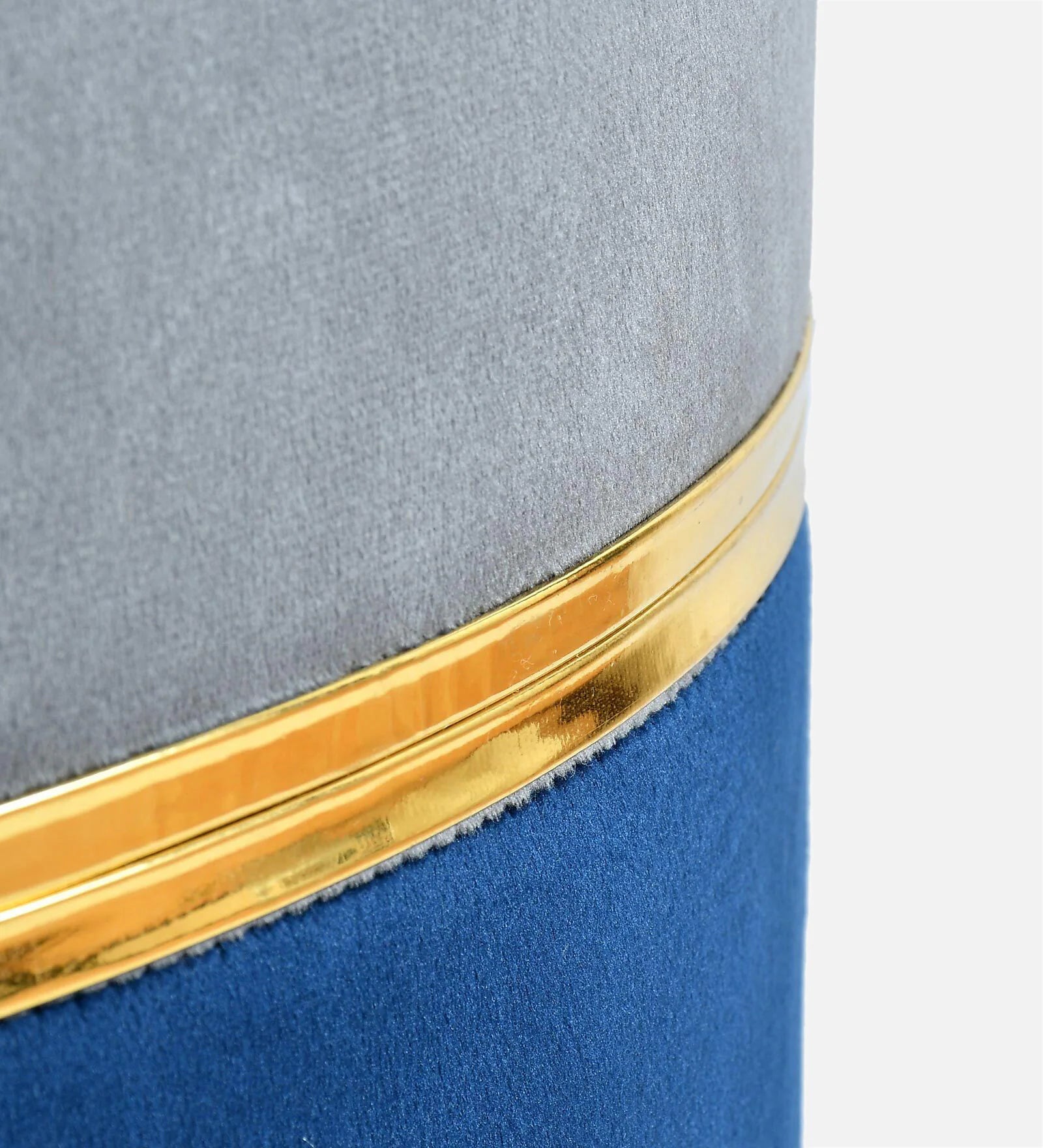 Brito Velvet Pouffe In Grey And Blue Colour