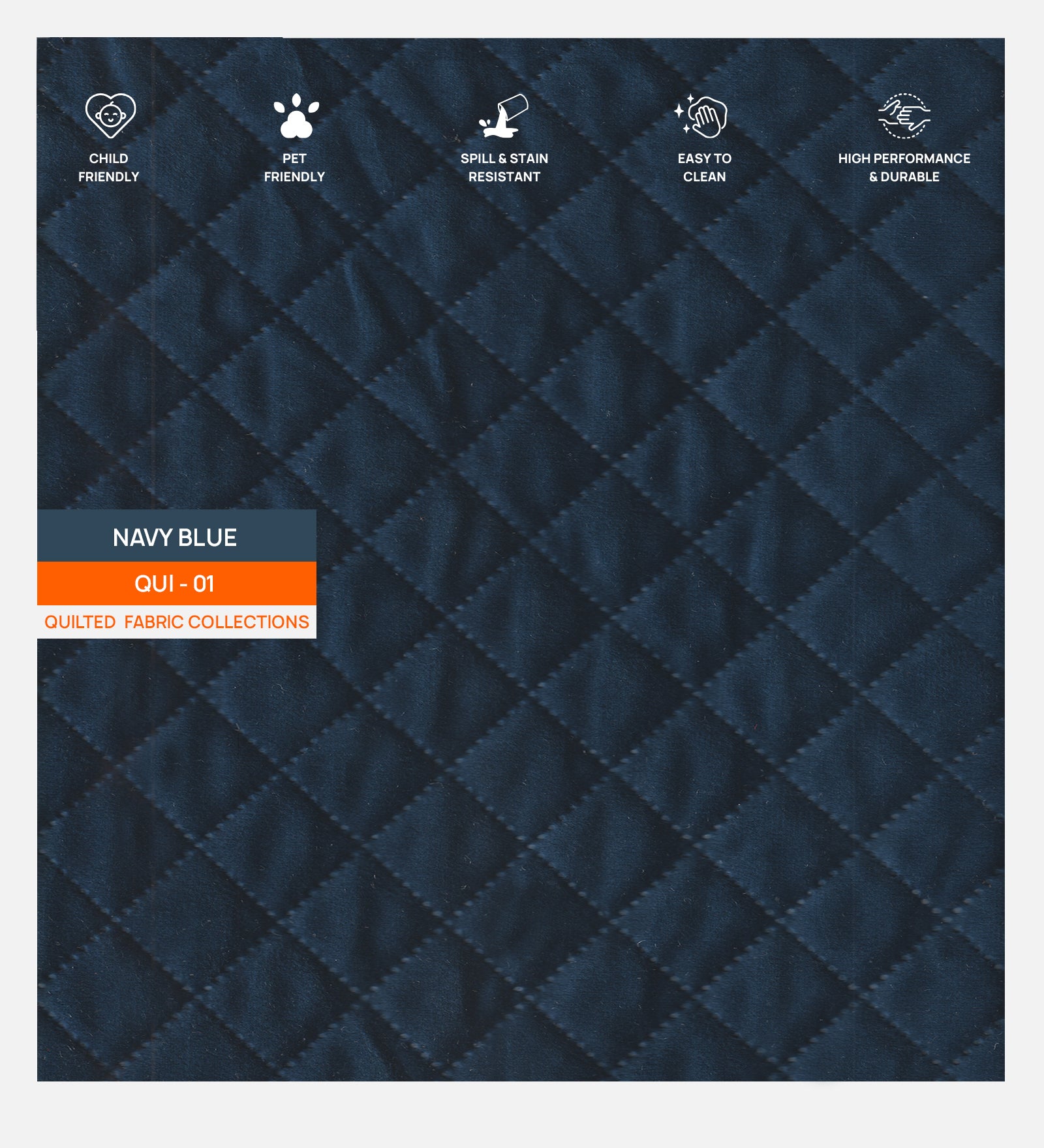 Bunny Velvet 3 Seater Quilted Sofa Cover In Navy Blue Colour fabric focus- Febonic Living