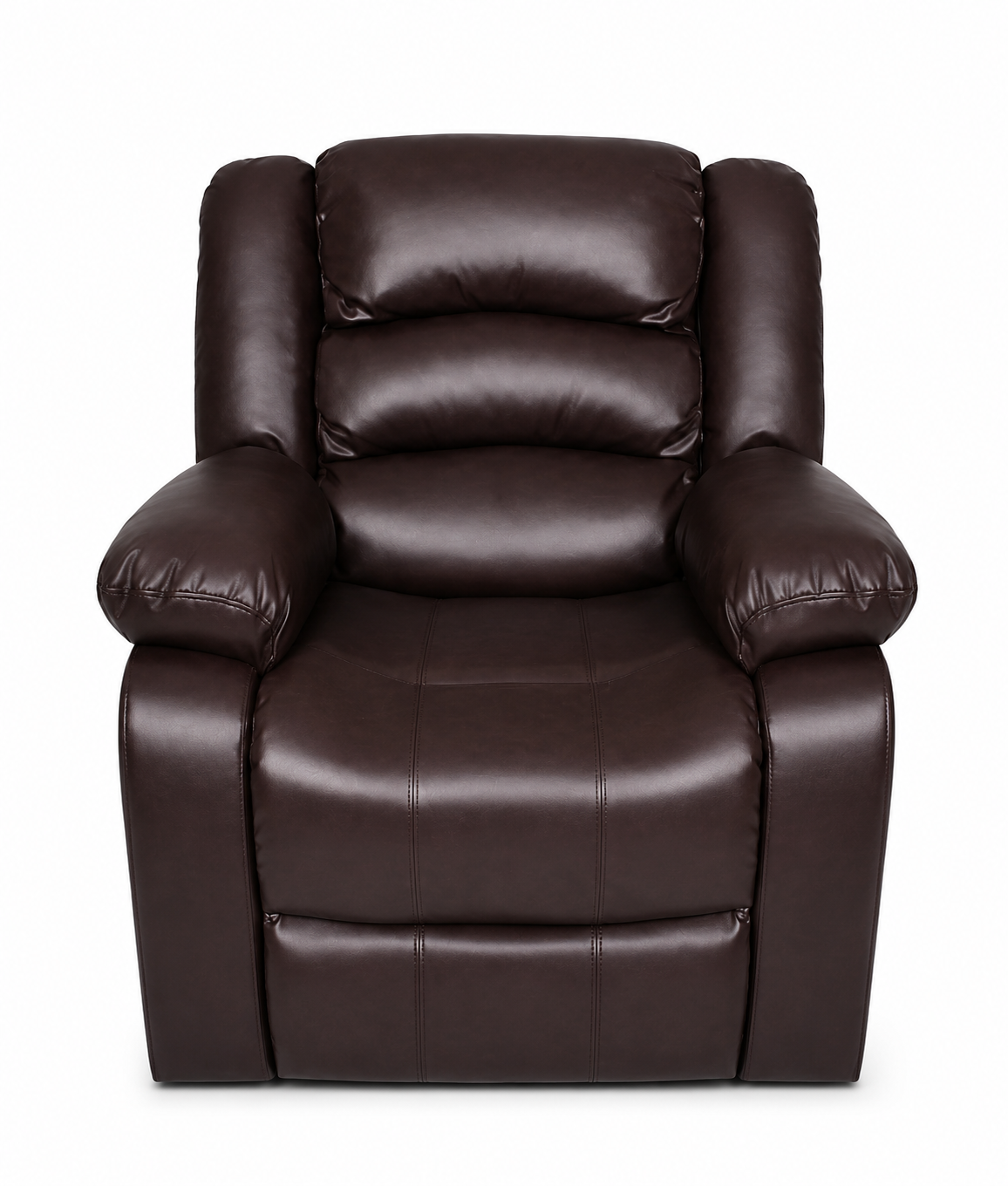 Burdy 1 Seater Motorized Leatherette Recliner - Carob Brown - Front View by Febonic Living