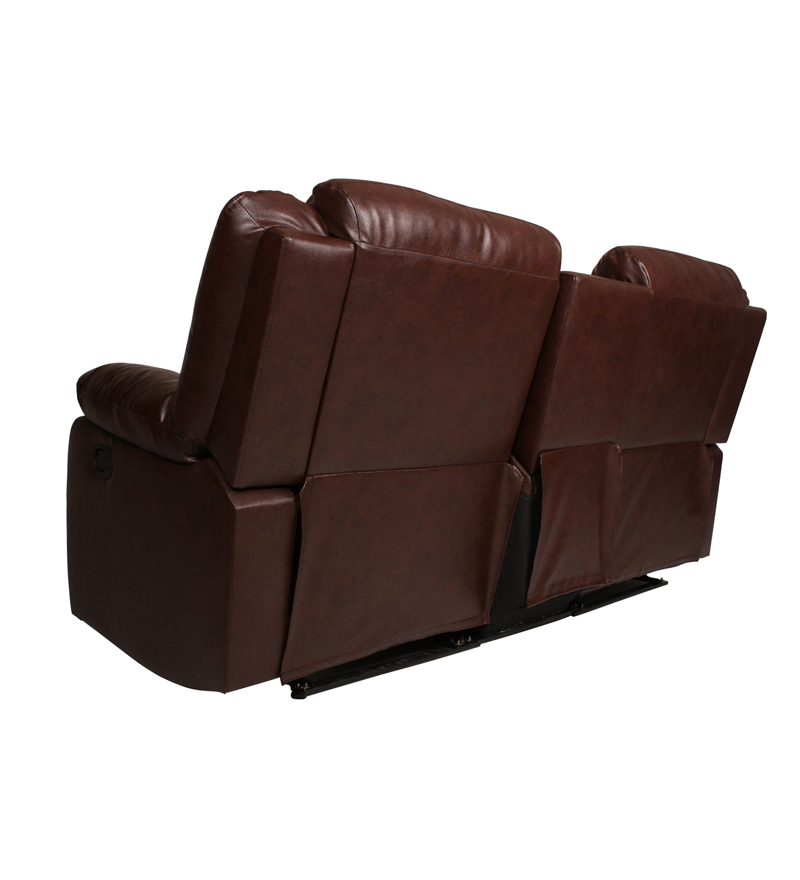 Burdy 2 Seater Motorized Leatherette Recliner - Wine Brown - Back View by Febonic Living
