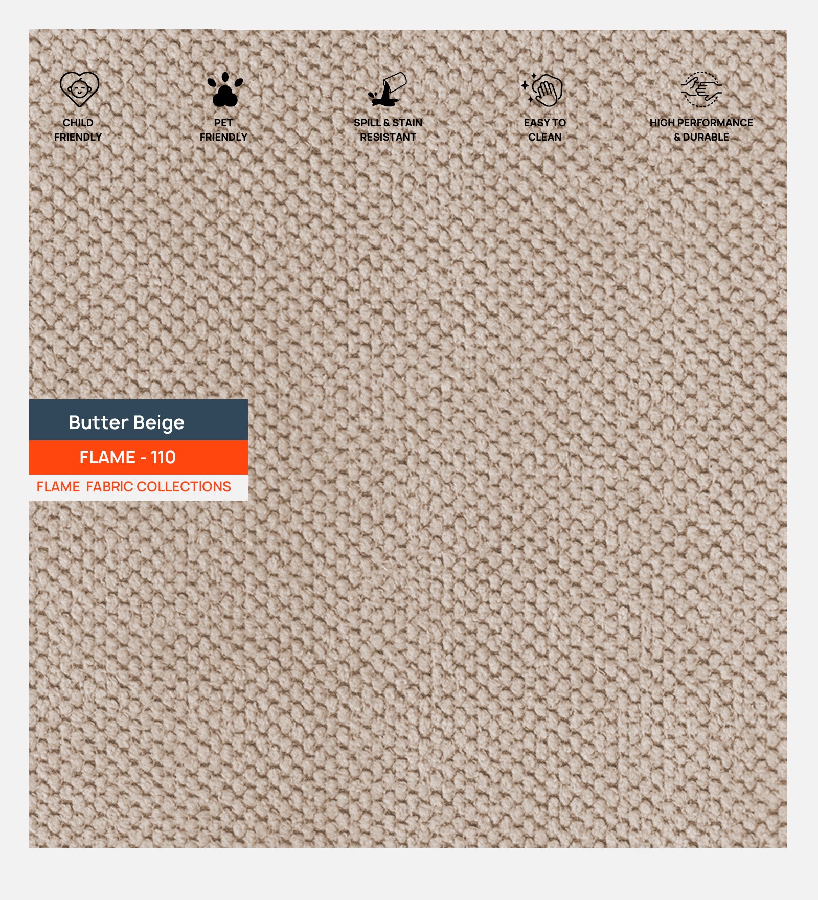 Polycotton Flame Fabric Butter Beige 110 Code - Febonic Living