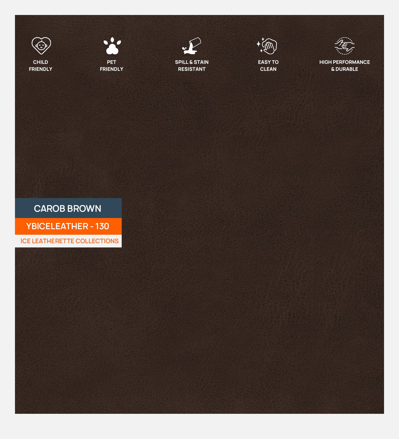 Artificial Leather Swatch Carob Brown 130 Code - Febonic Living