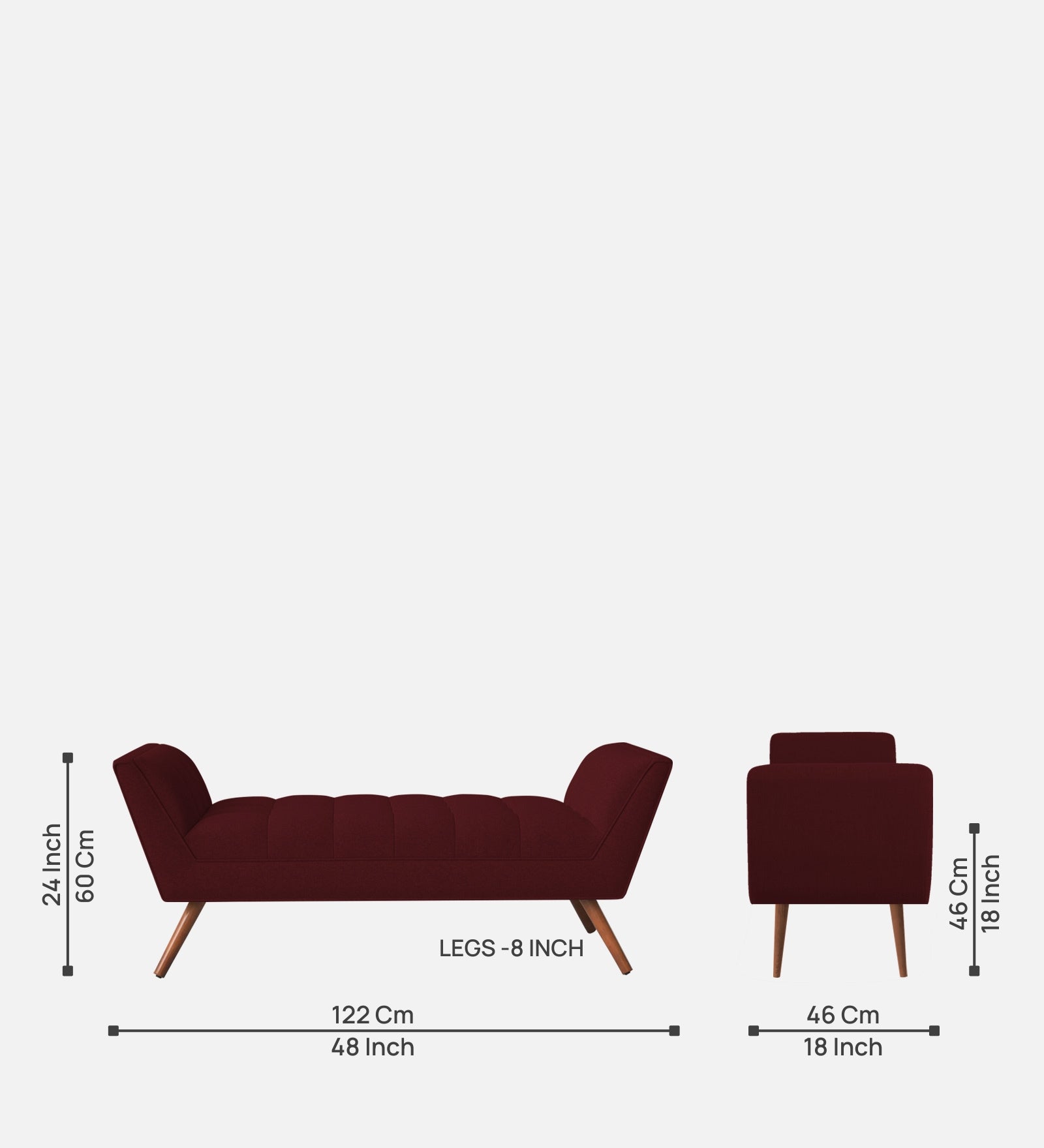 Cartes Velvet Bench In Blood Maroon Colour - Febonic Living