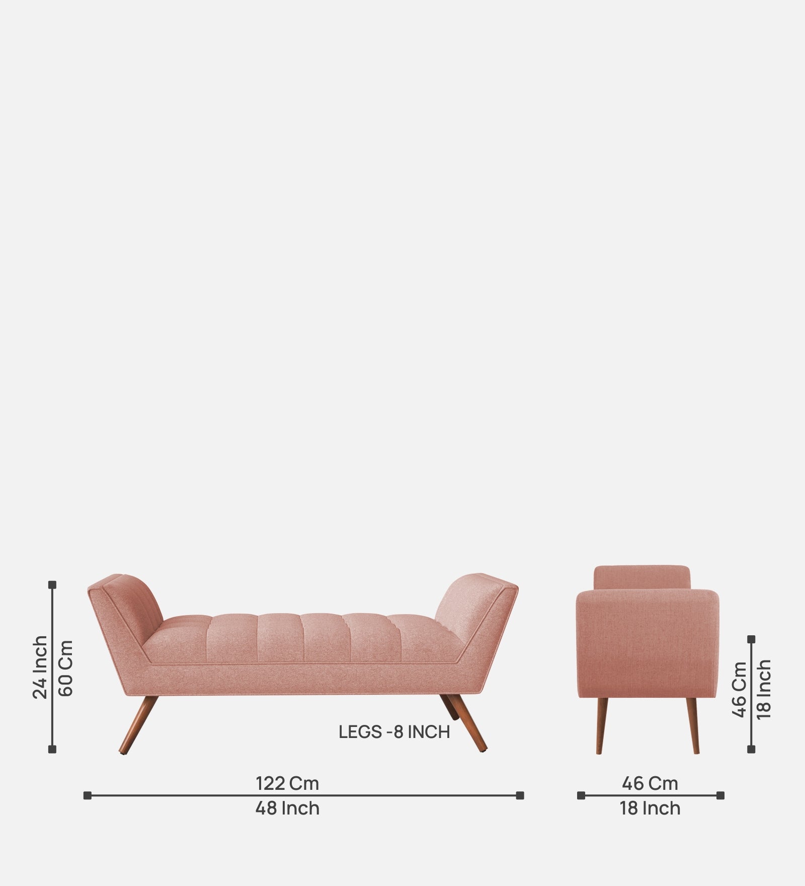 Cartes Velvet Bench In Blush Pink Colour