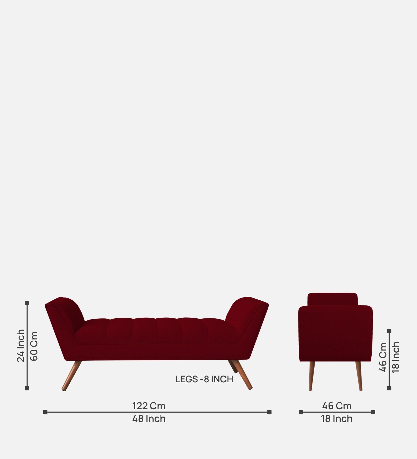 Cartes Velvet Bench In Cherry Red Colour - Febonic Living