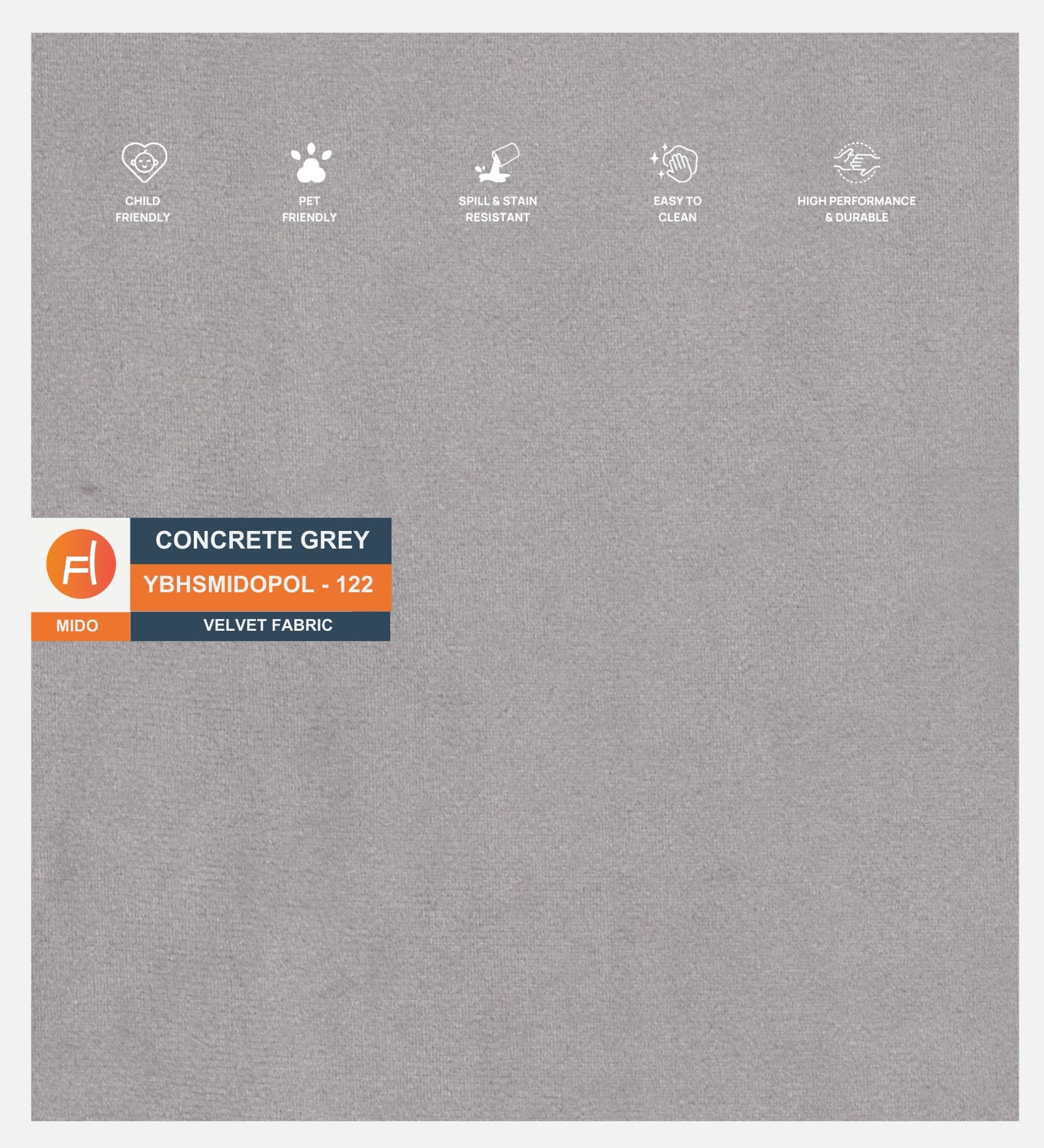 Yara Velvet Fabric 1 Seater Sofa In Concrete Grey Colour - Febonic Living