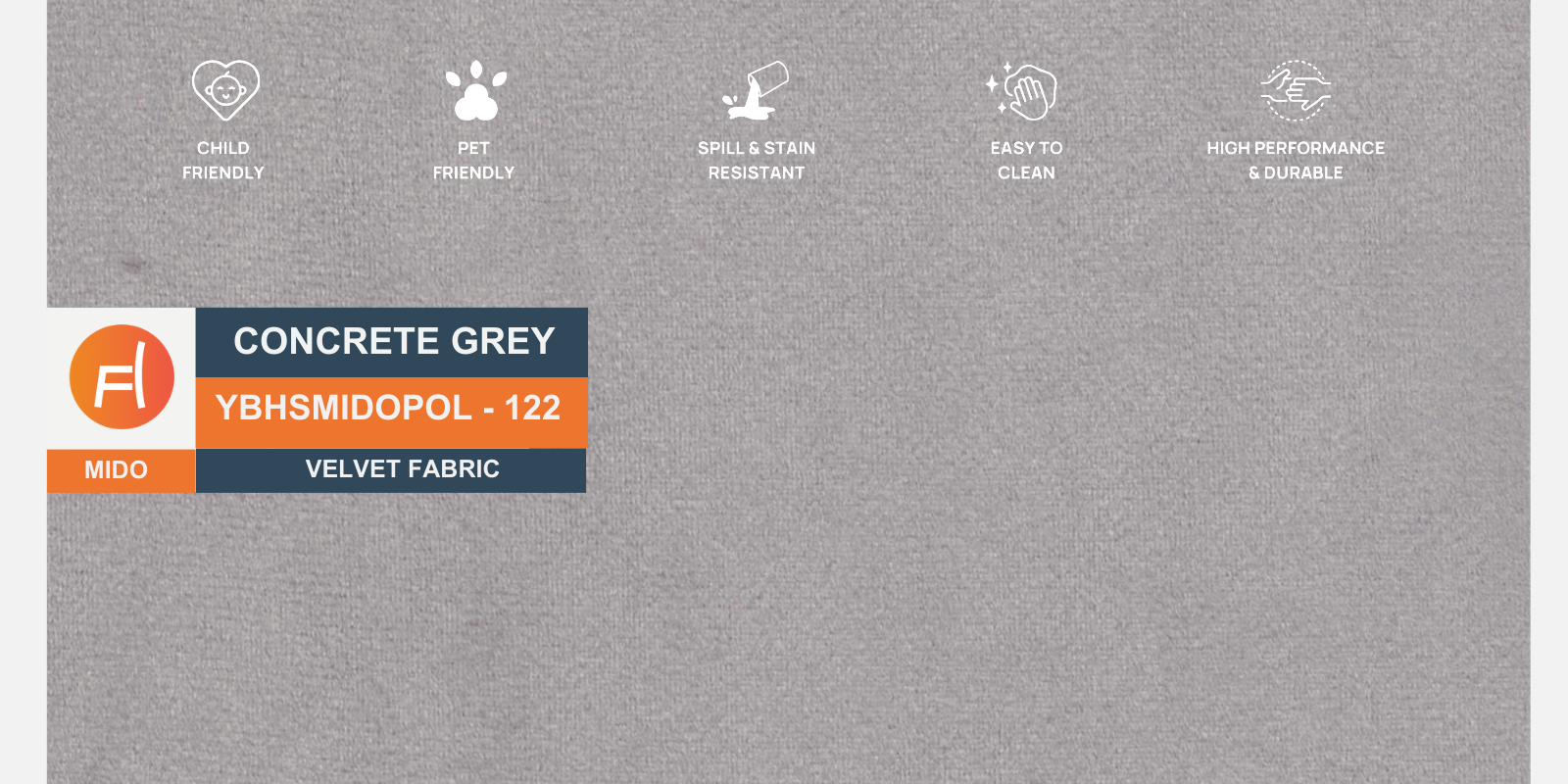 Yara Velvet Fabric 3 Seater Sofa In Concrete Grey Colour - Febonic Living