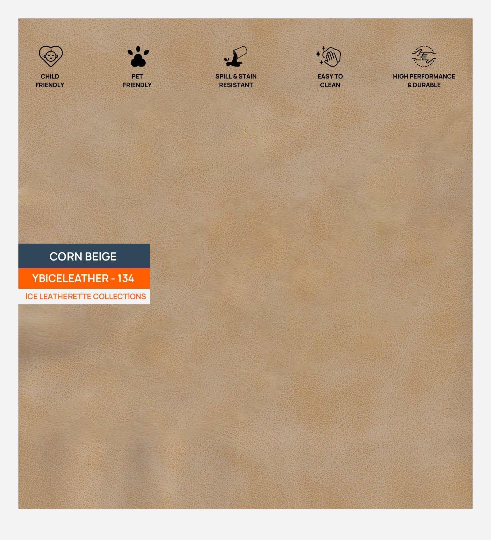 Artificial Leather Swatch Corn Beige 134 Code - Febonic Living