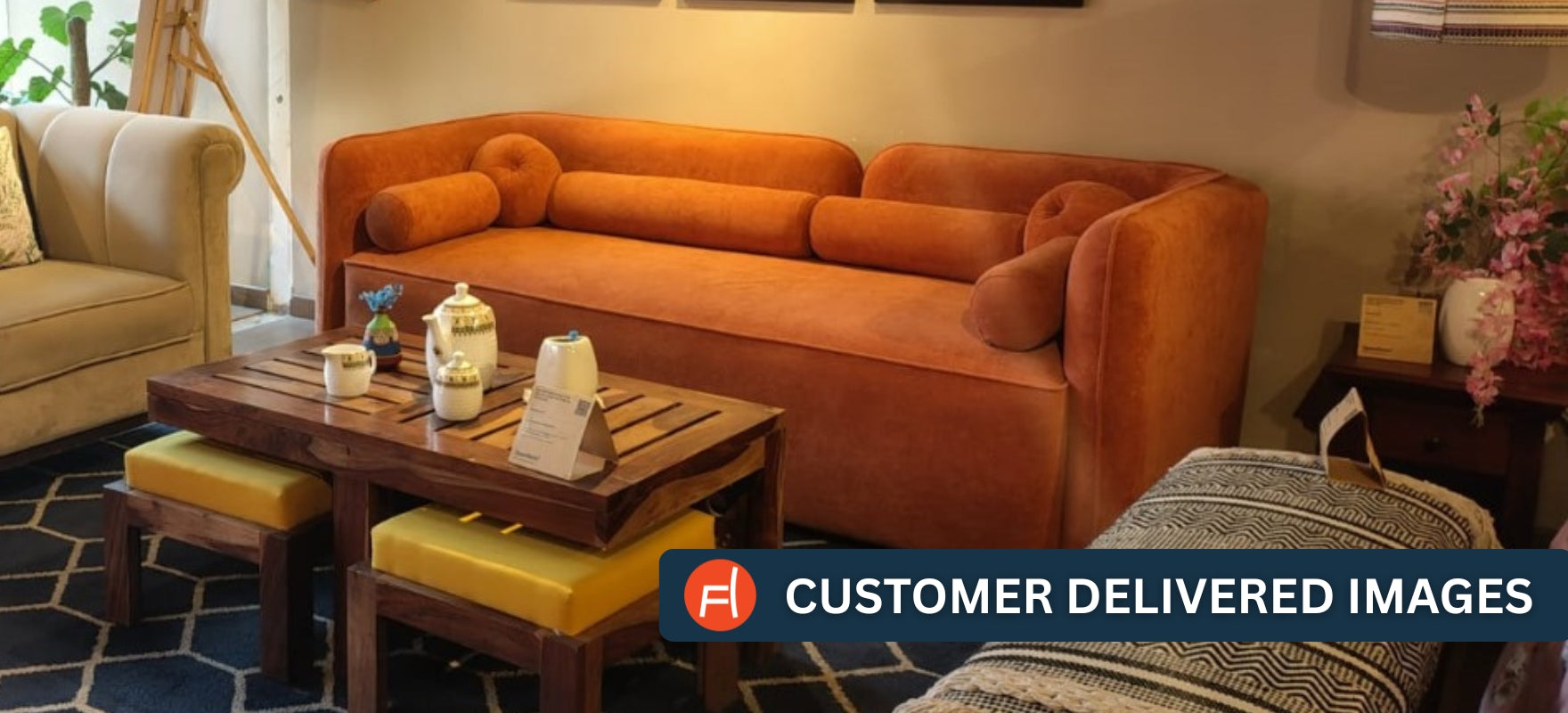 3 Seater Fabric Sofa - Mushroom Beige Corny by Febonic Living