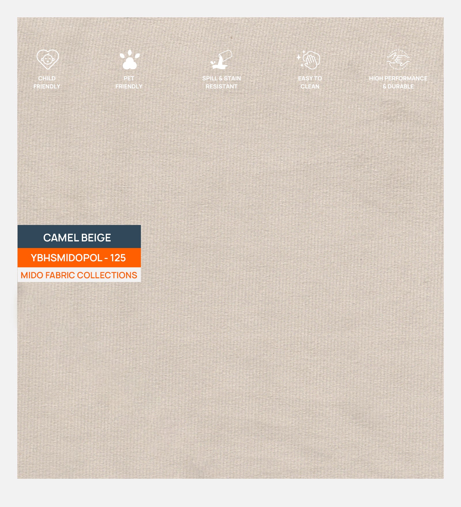 Velvet Mido Fabric Camel Beige 125 Code - Febonic Living