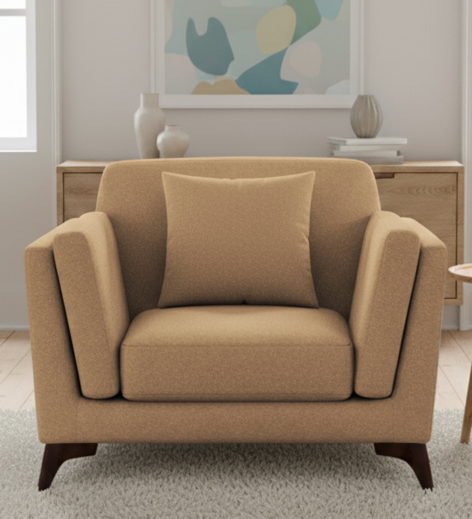 Candy Fabric 1 Seater Sofa In Copper Brown Colour