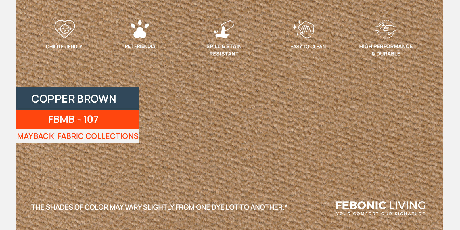 Candy Fabric 3 Seater Sofa In Copper Brown Colour