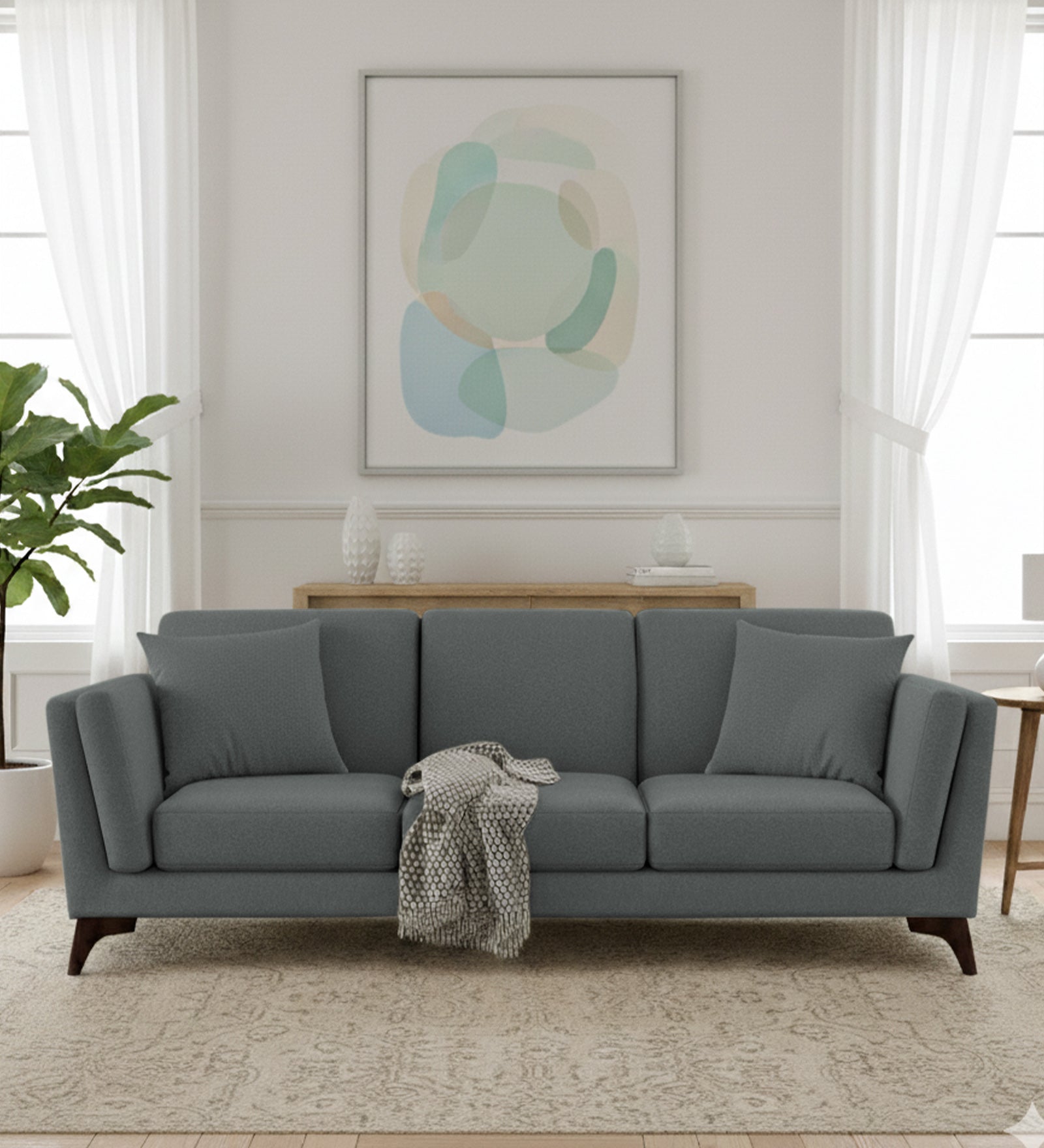 Candy Fabric 3 Seater Sofa In Nimbus Grey Colour