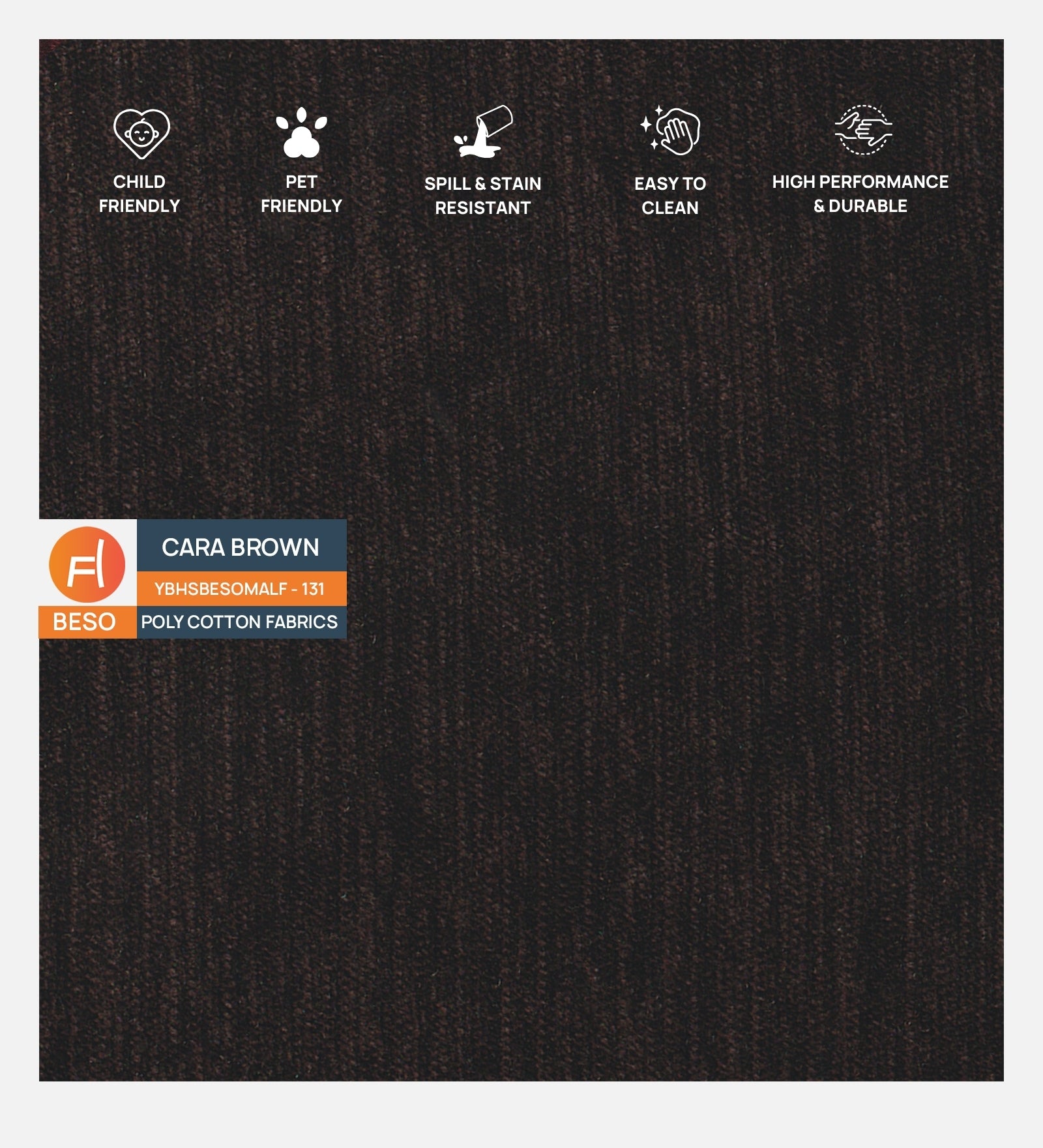 Polycotton Beso Fabric Cara Brown 131 Code - Febonic Living