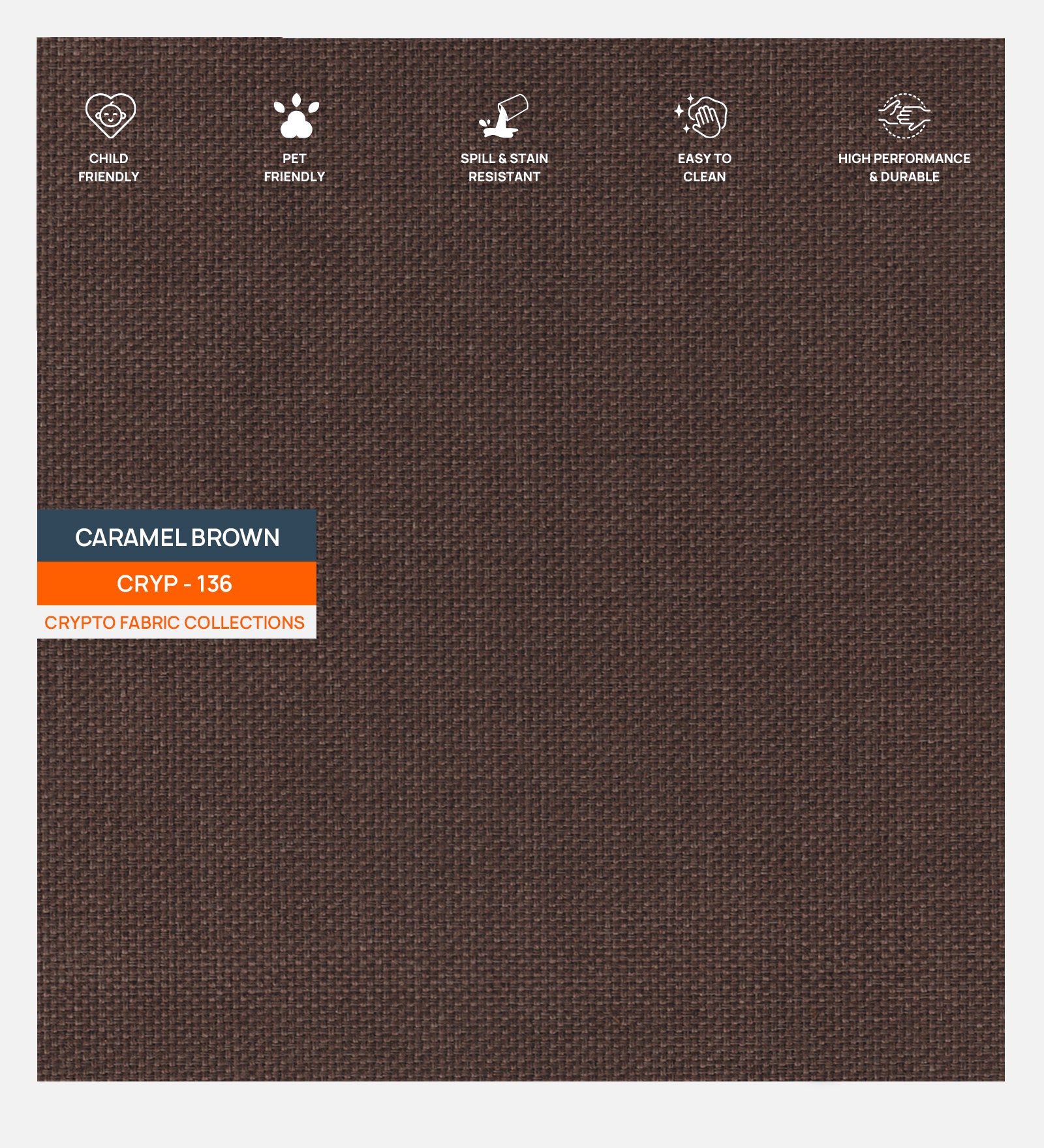 Lenin Crypto Fabric Caramel Brown 136 Code - Febonic Living