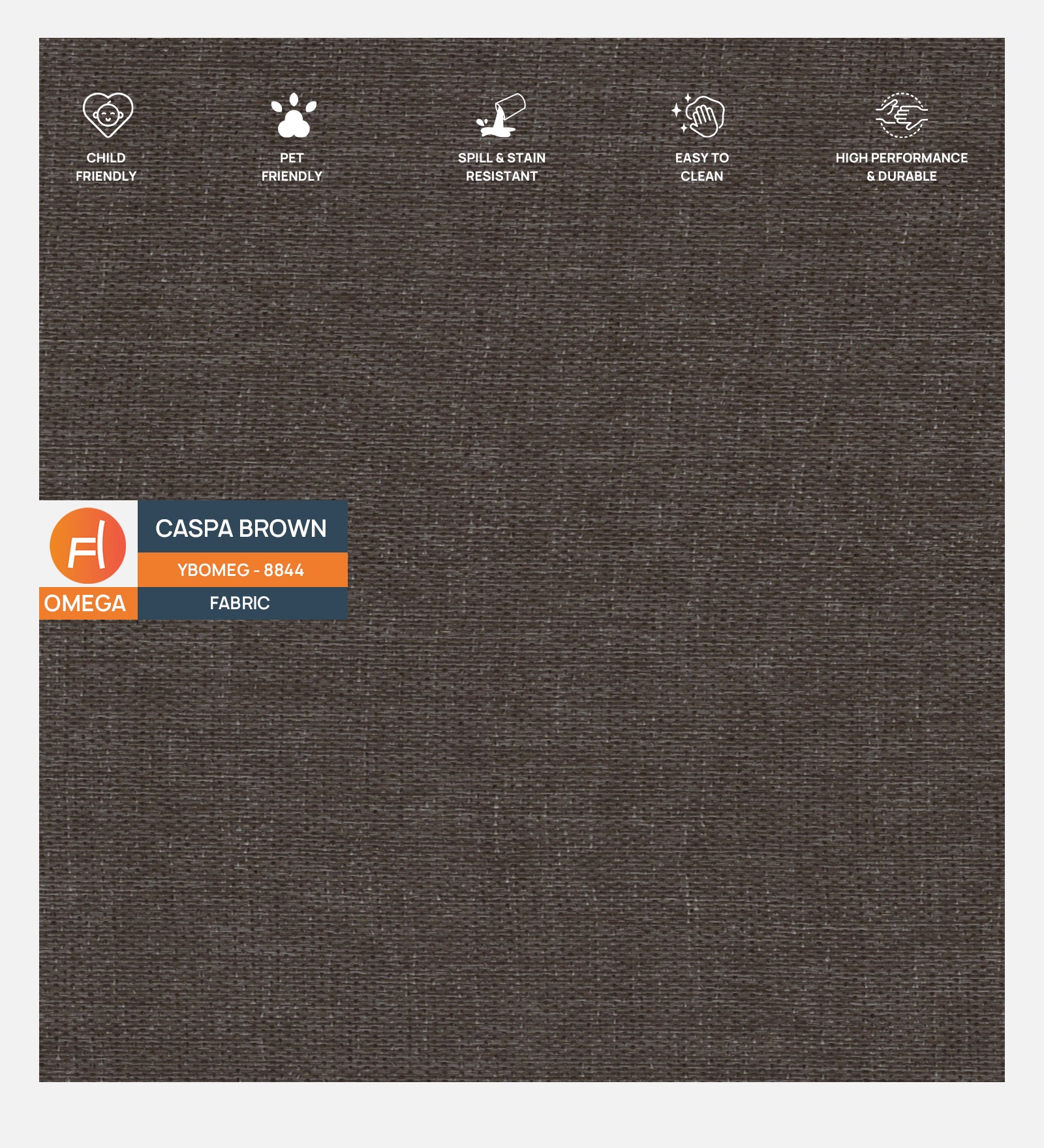 Ribby Fabric 1 Seater Sofa In Caspa Brown Colour - Febonic Living