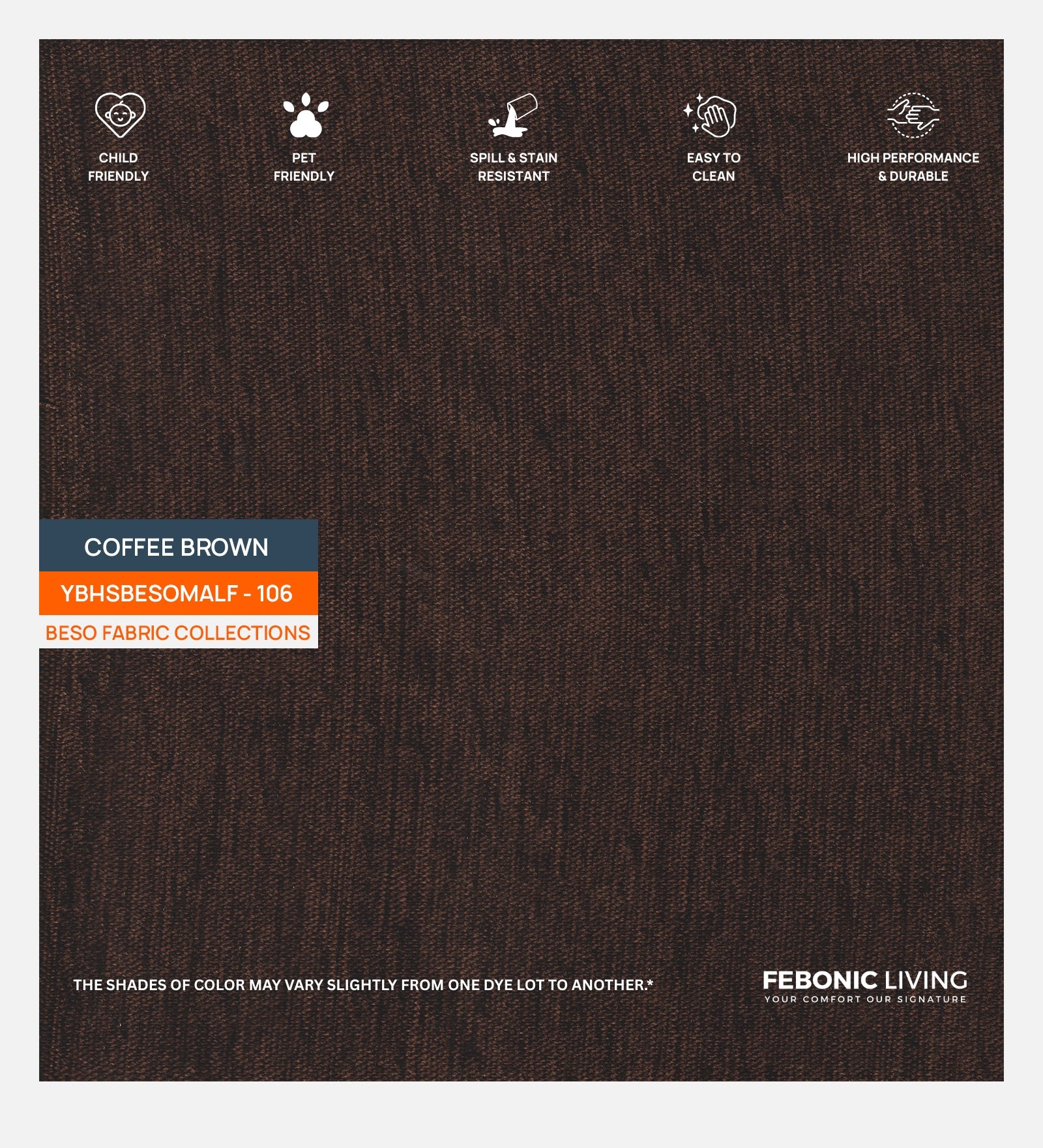 Castro Fabric 1 Seater Sofa In Coffee Brown Colour - Febonic Living