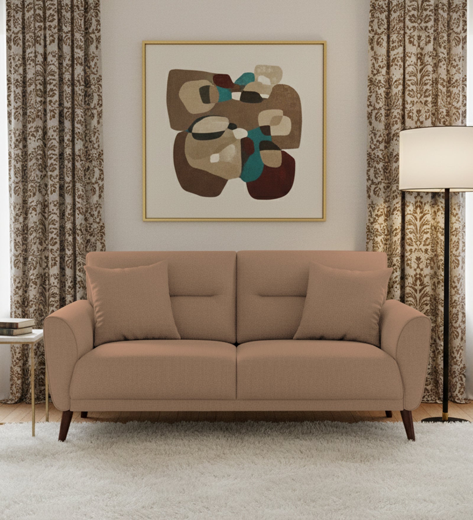 Castro Fabric 2 Seater Sofa In Cosmic Beige Colour