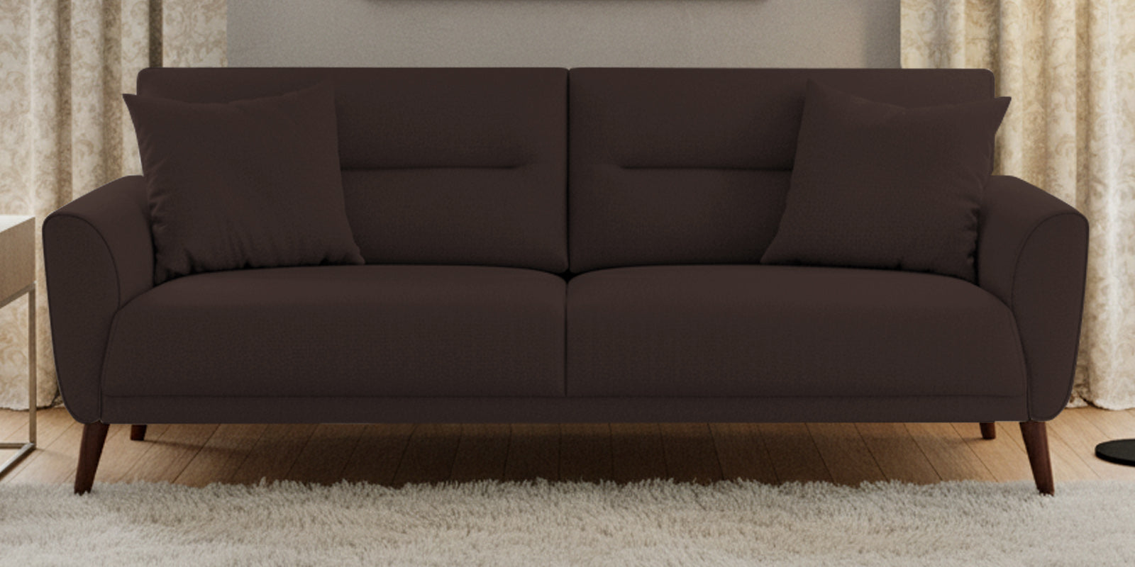 Castro Fabric 3 Seater Sofa In Coffee Brown Colour - Febonic Living